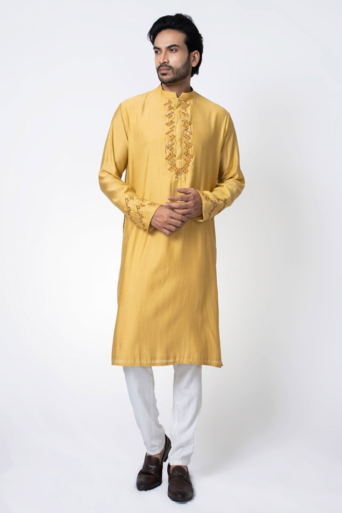 Mustard Zardozi Kurta Set