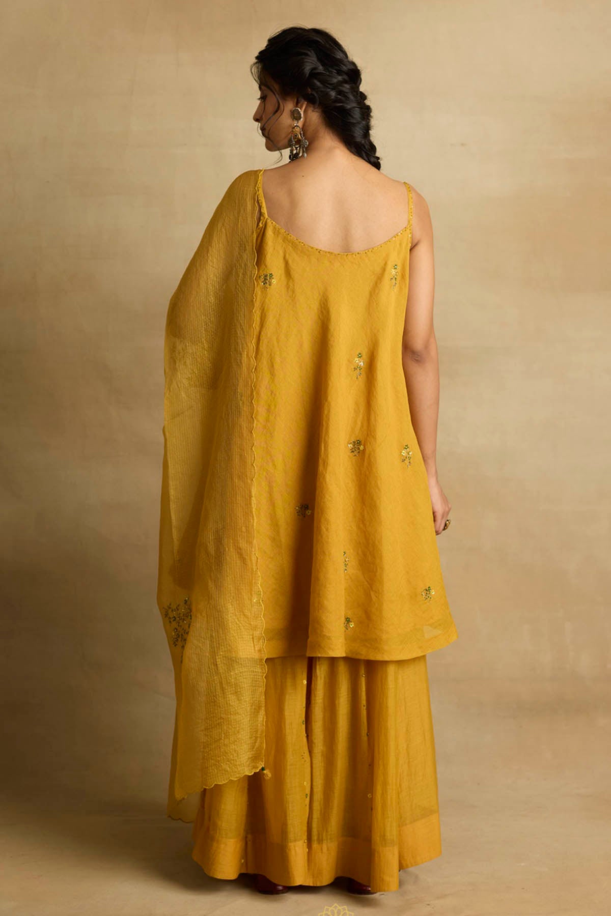 Mustard Ari Zardozi Kurta Set