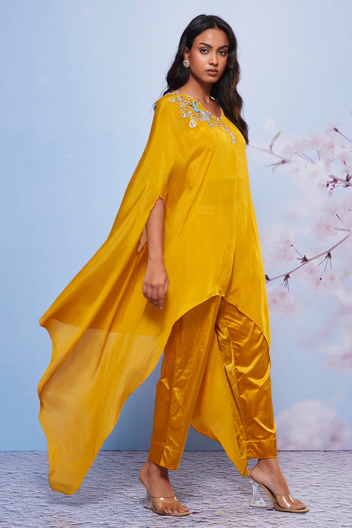 Mustard Asymmetrical Cape Set