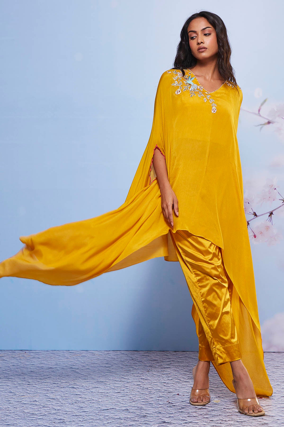 Mustard Asymmetrical Cape Set