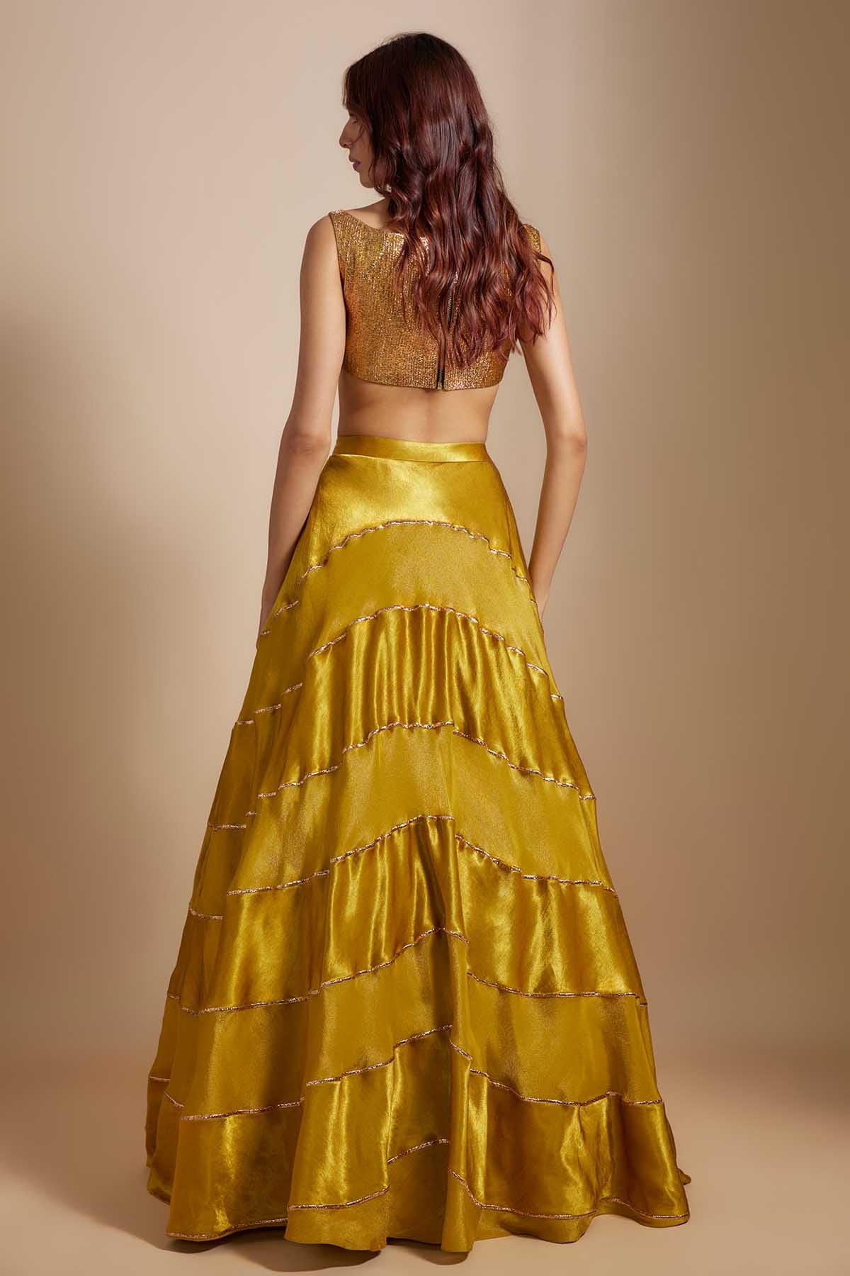 Mustard Badla Work Lehenga Set