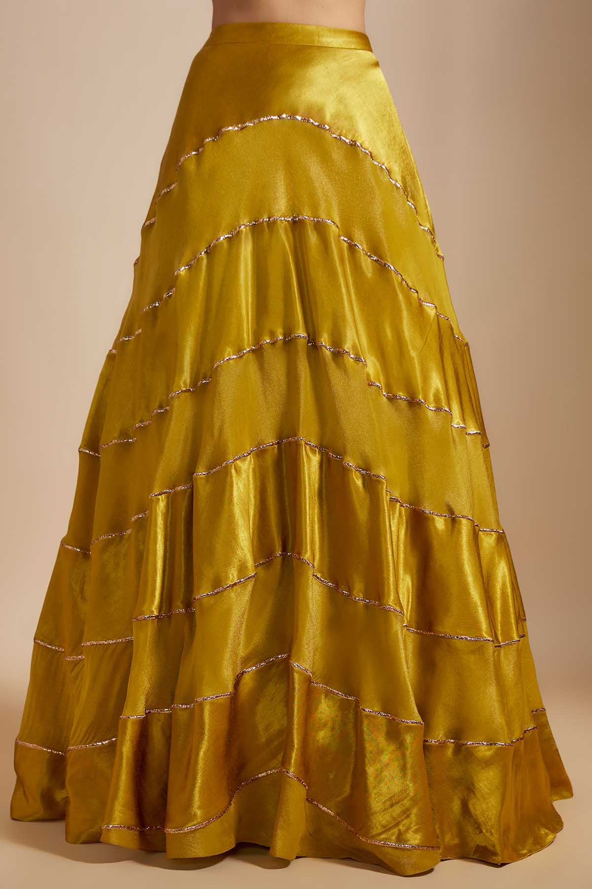 Mustard Badla Work Lehenga Set