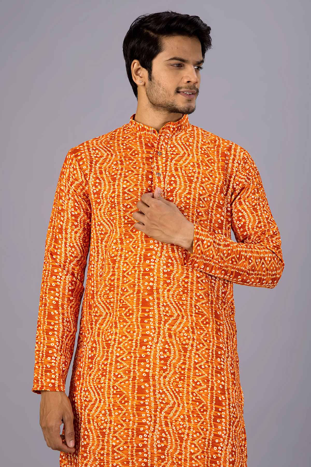 Mustard Bandhani Printed Kurta