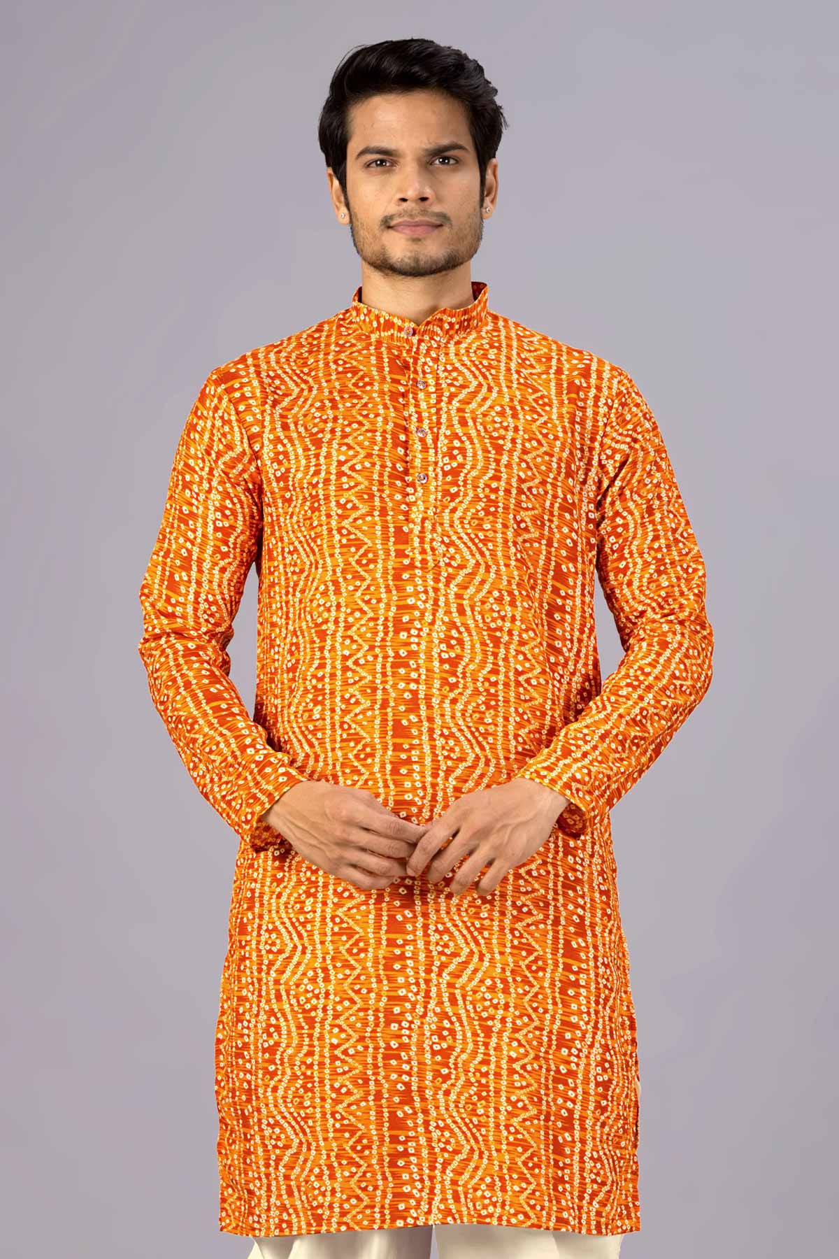 Buy Mustard Bandhani Printed Kurta for women by Priyanka Jain online available at scrollnshops