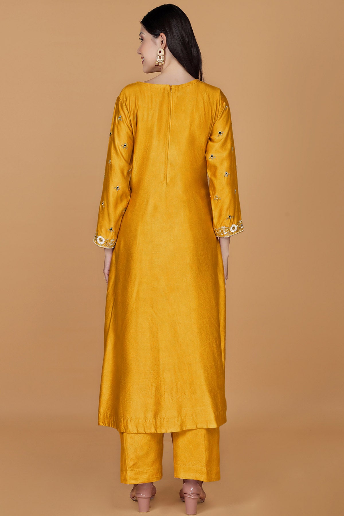 Mustard Beads & Pearl Kurta Set