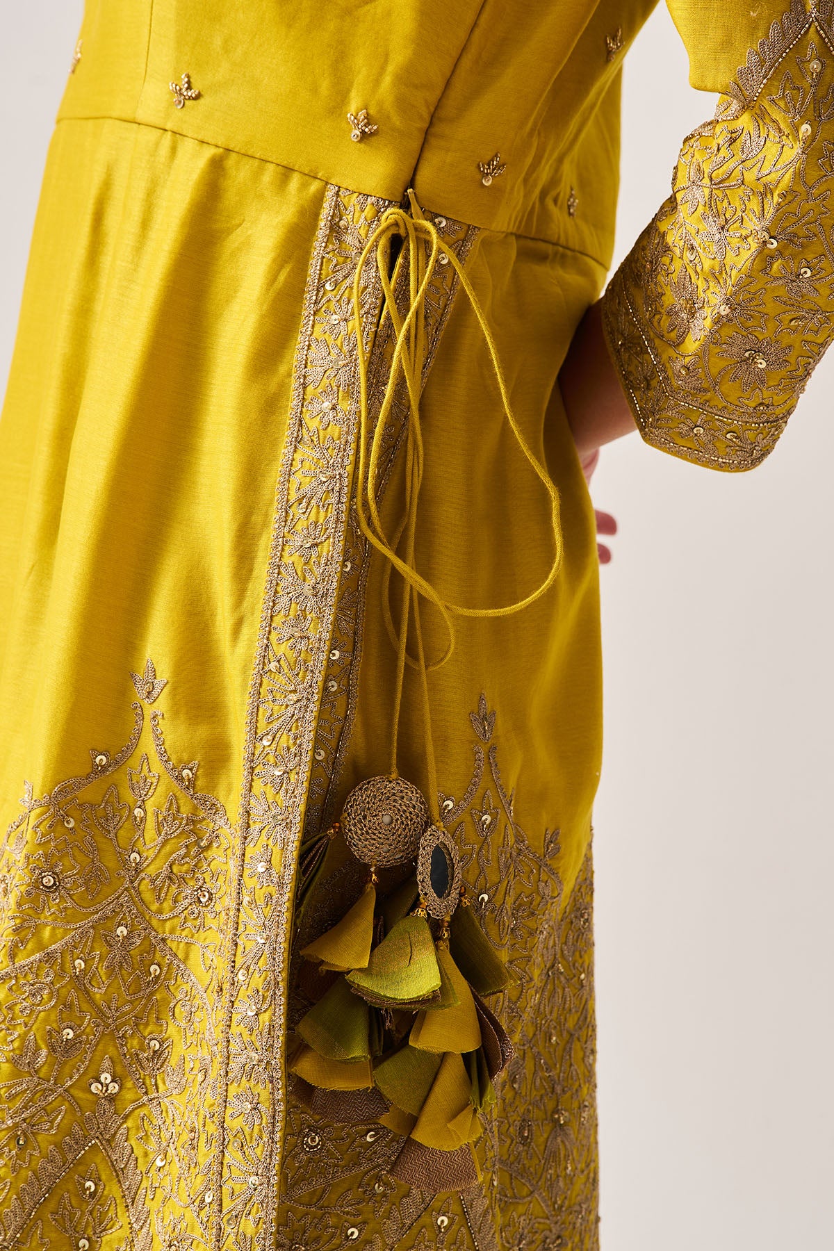 Mustard Chanderi Kurta & Pants