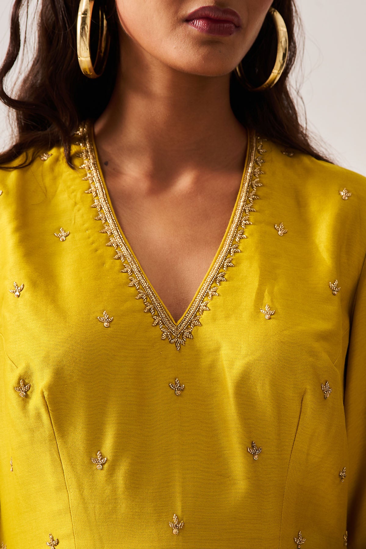 Mustard Chanderi Kurta & Pants