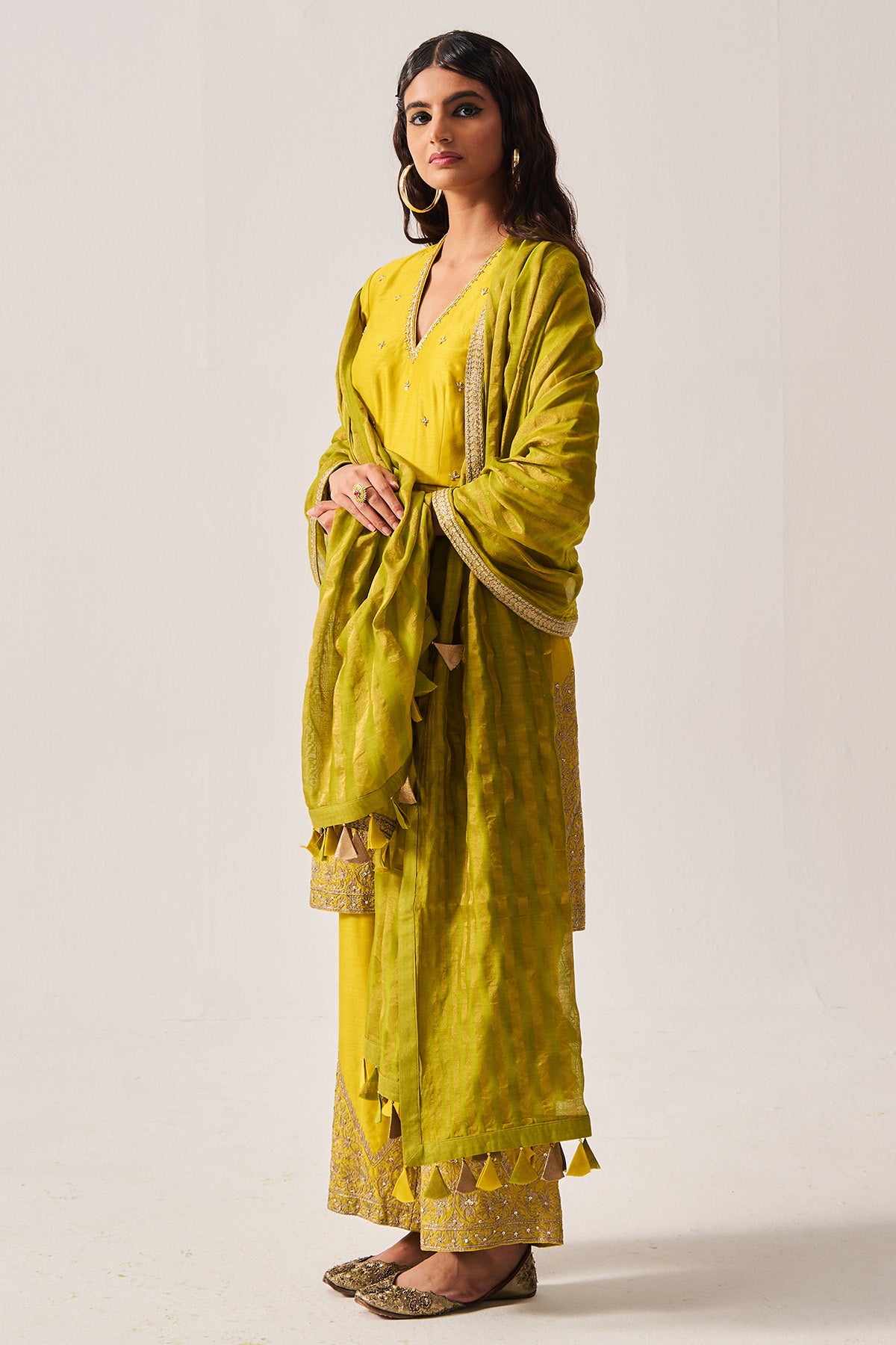 Mustard Chanderi Kurta & Pants