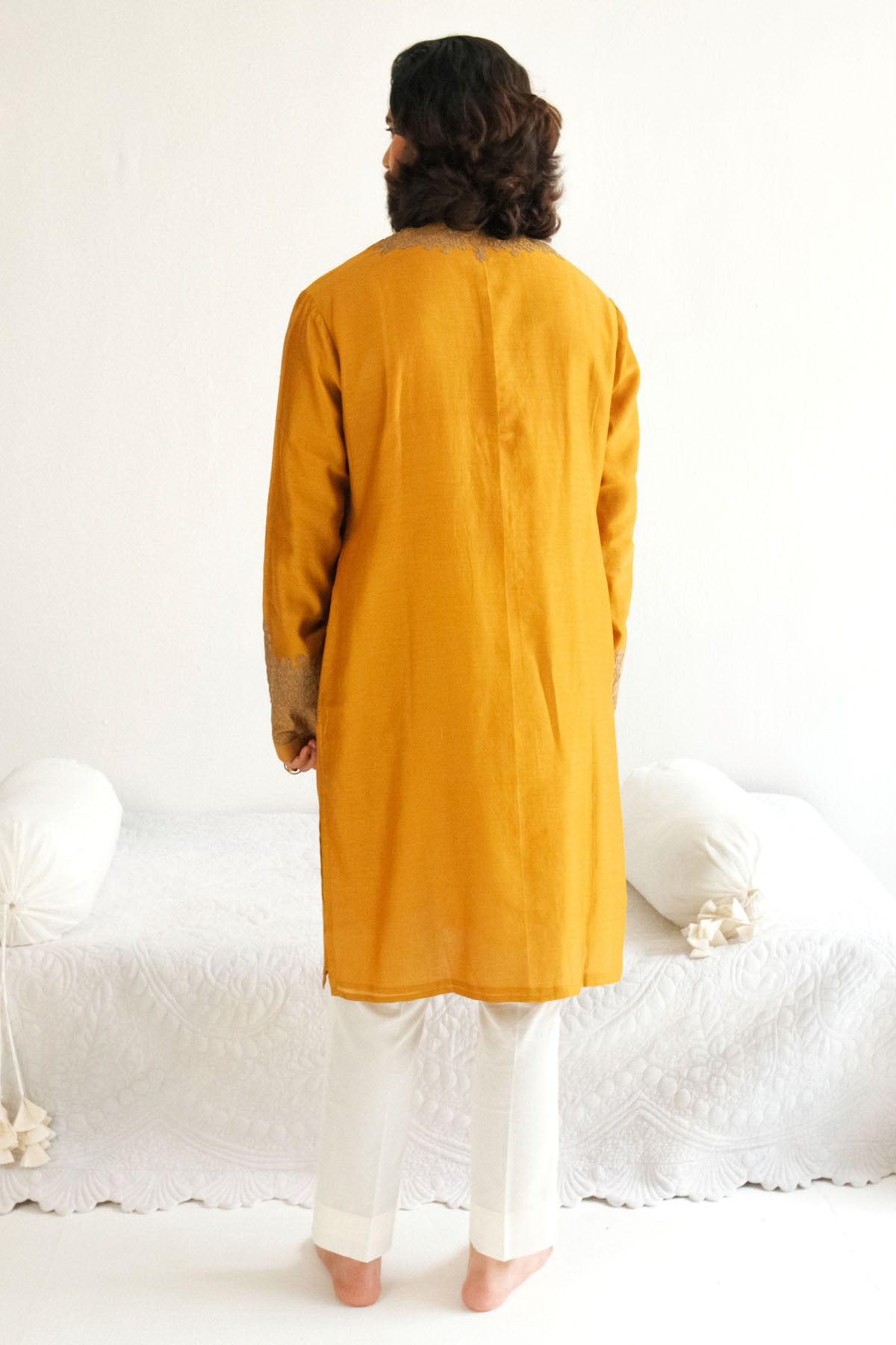 Mustard Chanderi Kurta & Pyjama