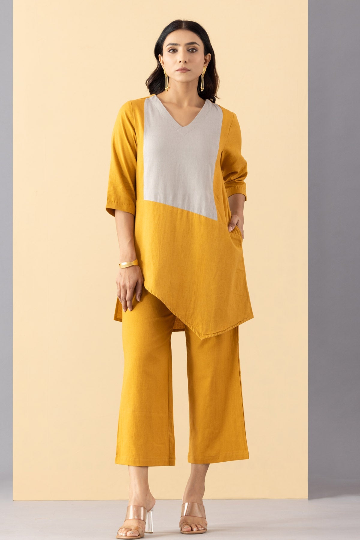 Buy Markkah Studio Mustard Cotton A-Line Tunic for Women Online at ScrollnShops