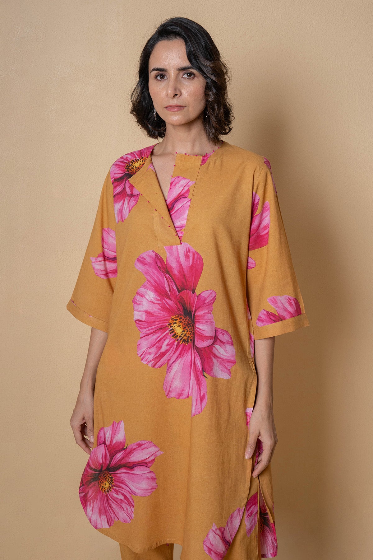 Mustard Cotton Kurta And Pants