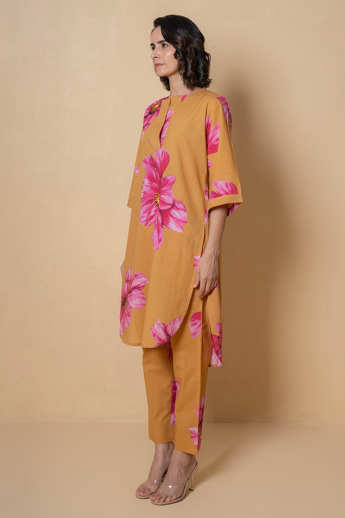 Mustard Cotton Kurta And Pants