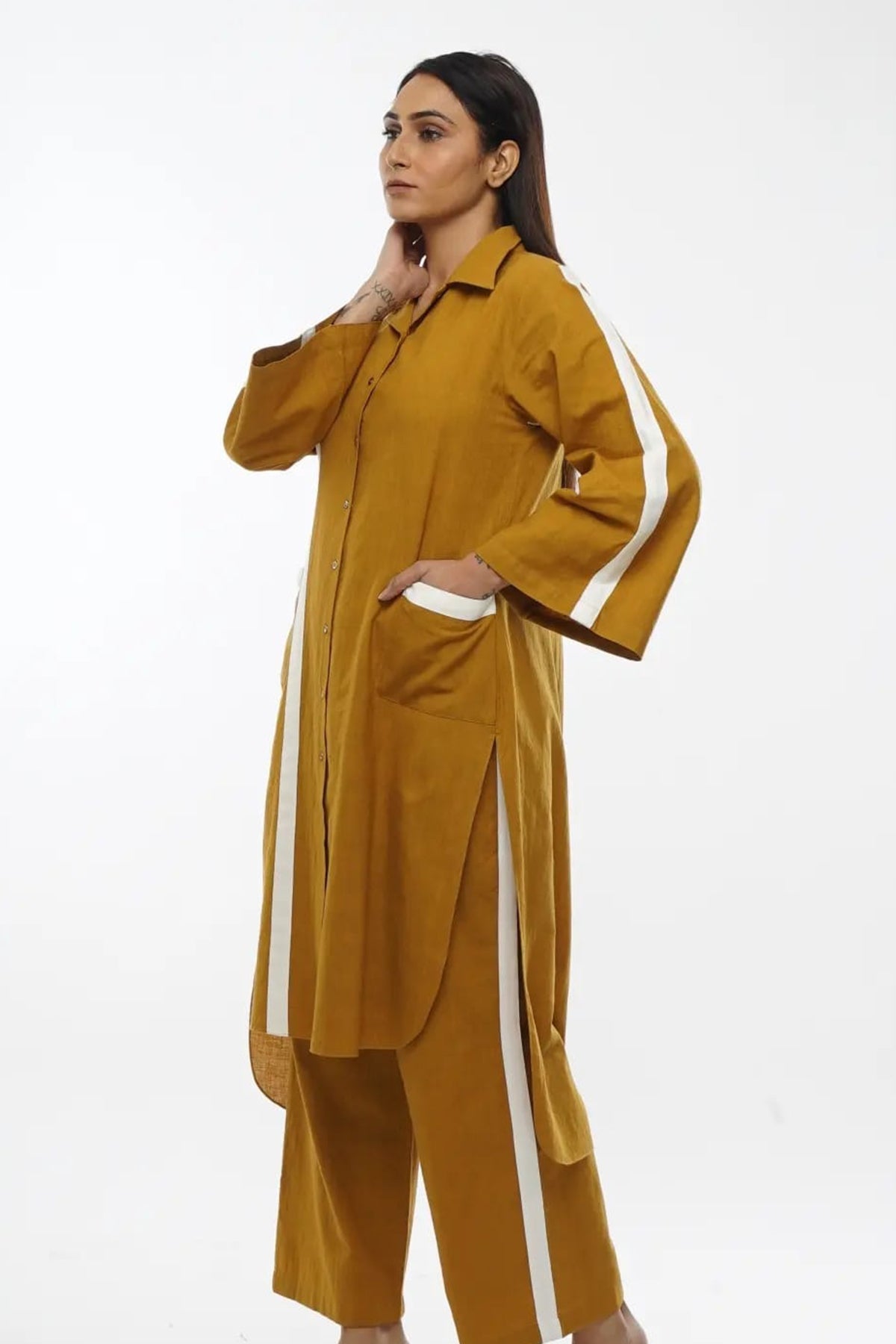 Mustard Cotton Kurta Co-ord Set