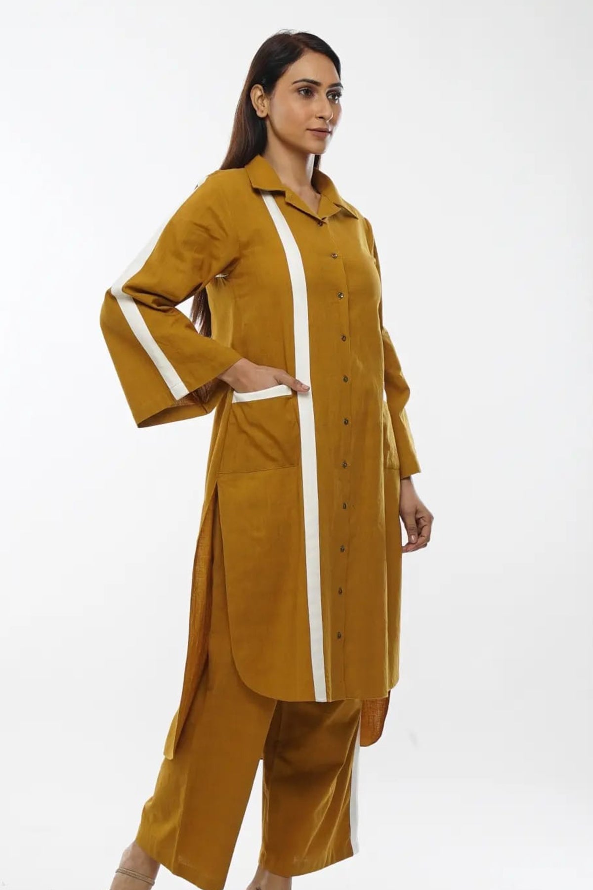 Mustard Cotton Kurta Co-ord Set