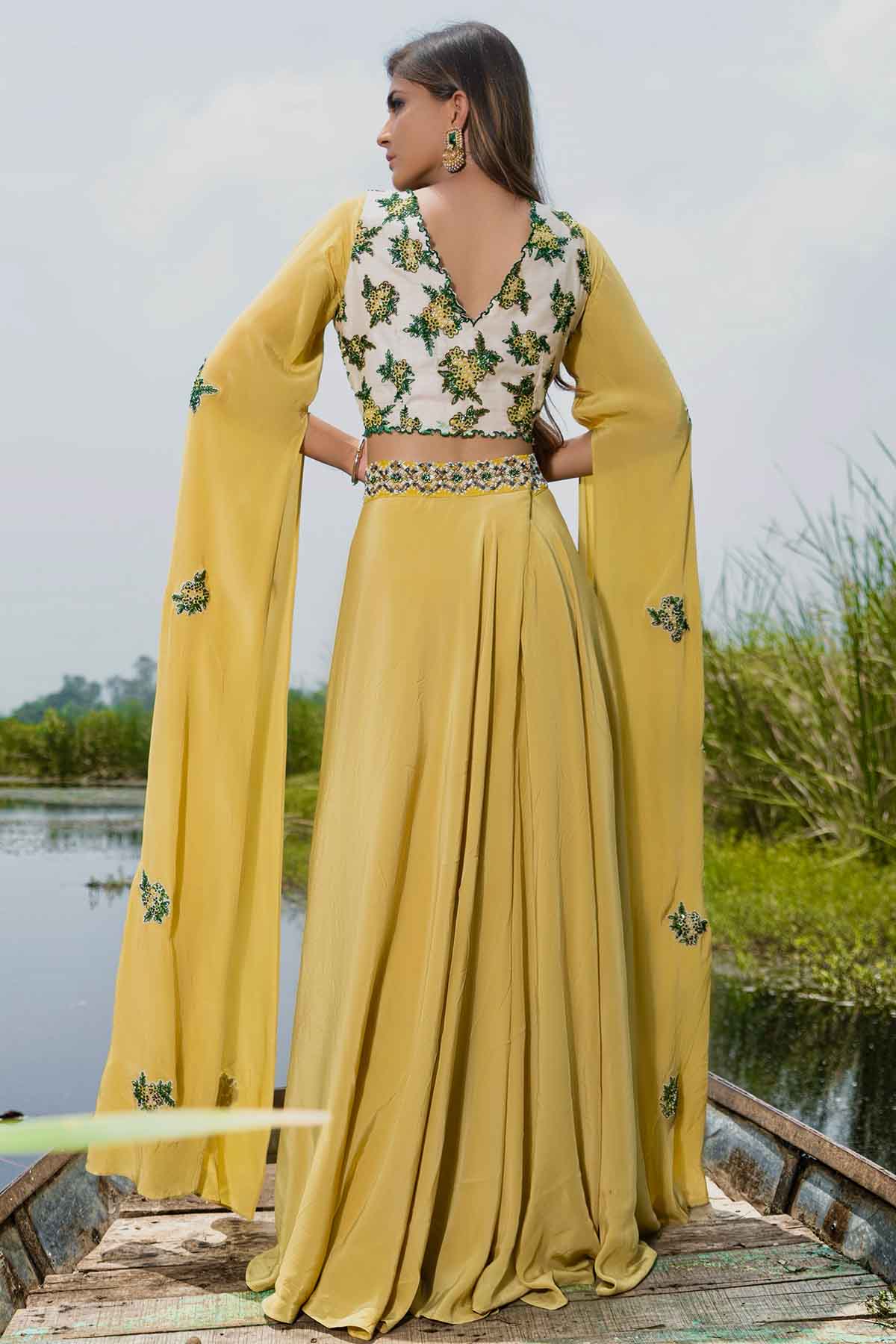 Mustard Crop Top & Flared Pants