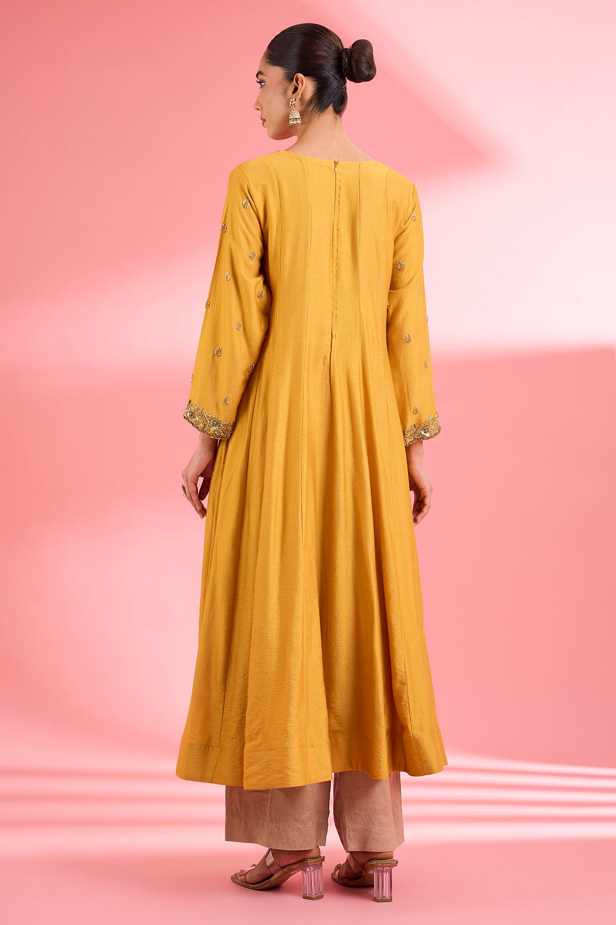 Mustard Dabka Sequins Kurta Set