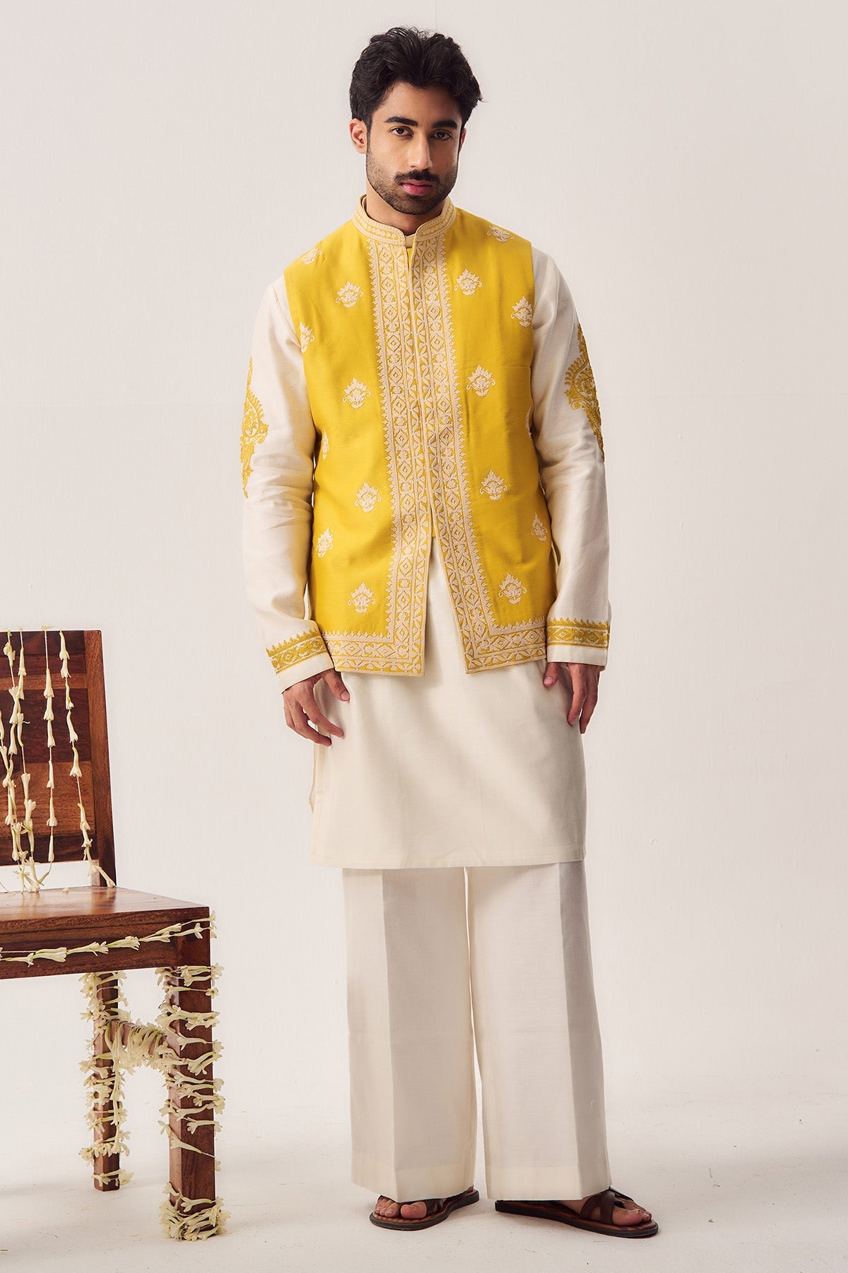 Buy Mustard Dori & Marodi Bundi Set for Men by WABI SABI available online at ScrollnShops