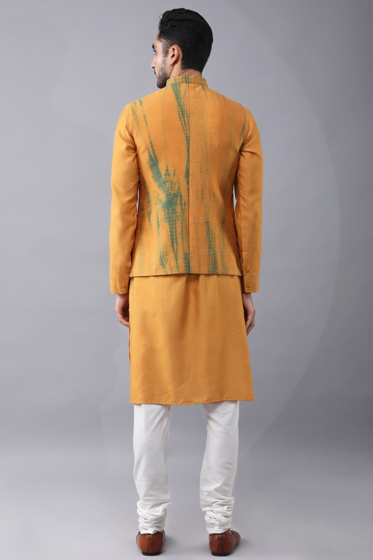 Mustard Embroidered Bundi Set