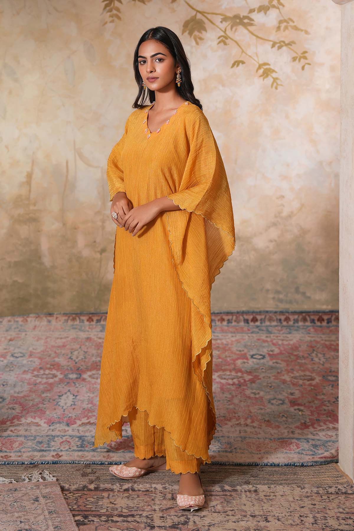 Mustard Scallop Kaftan & Pants
