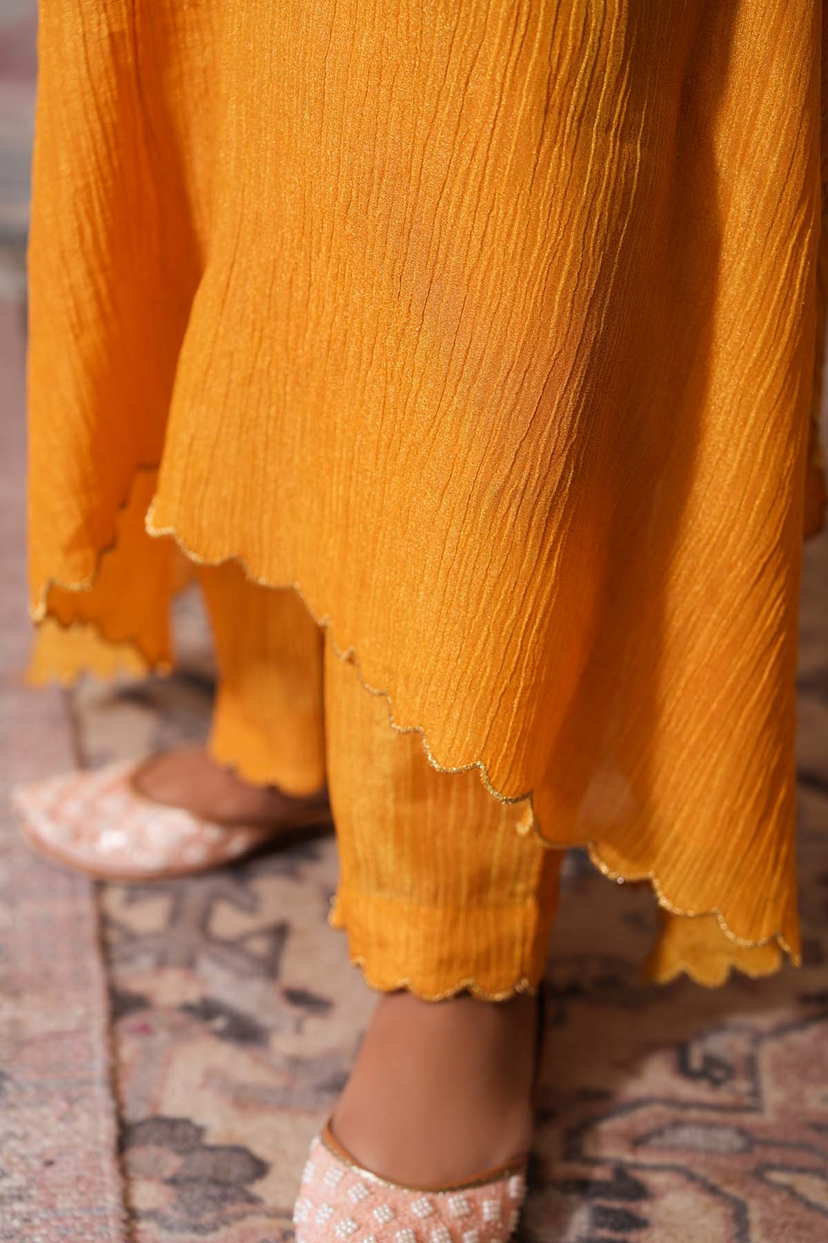 Mustard Scallop Kaftan & Pants
