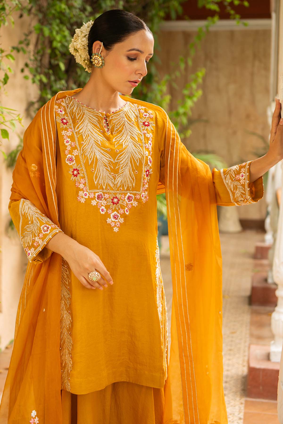 Mustard Straight Short Kurta Set
