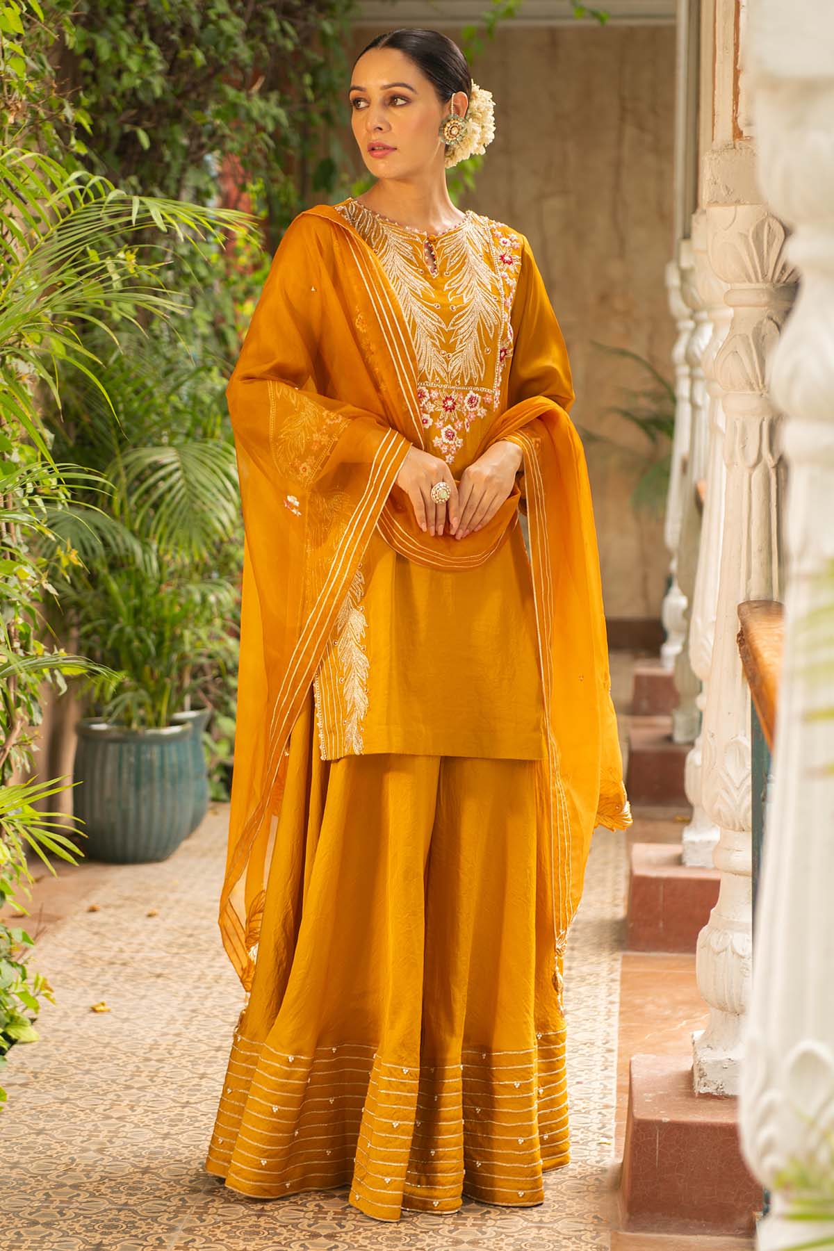 Mustard Straight Short Kurta Set