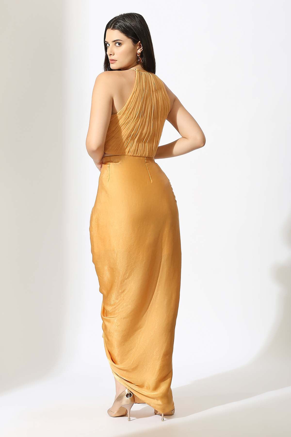 Mustard Embroidered Skirt Set