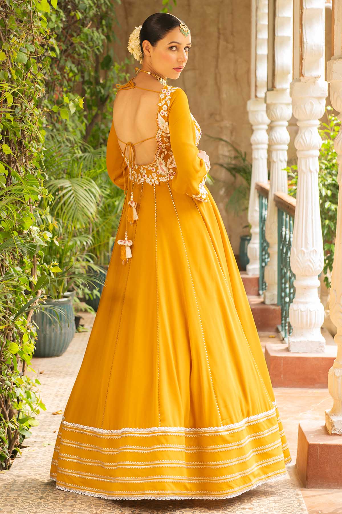 Mustard Flared Anarkali Set