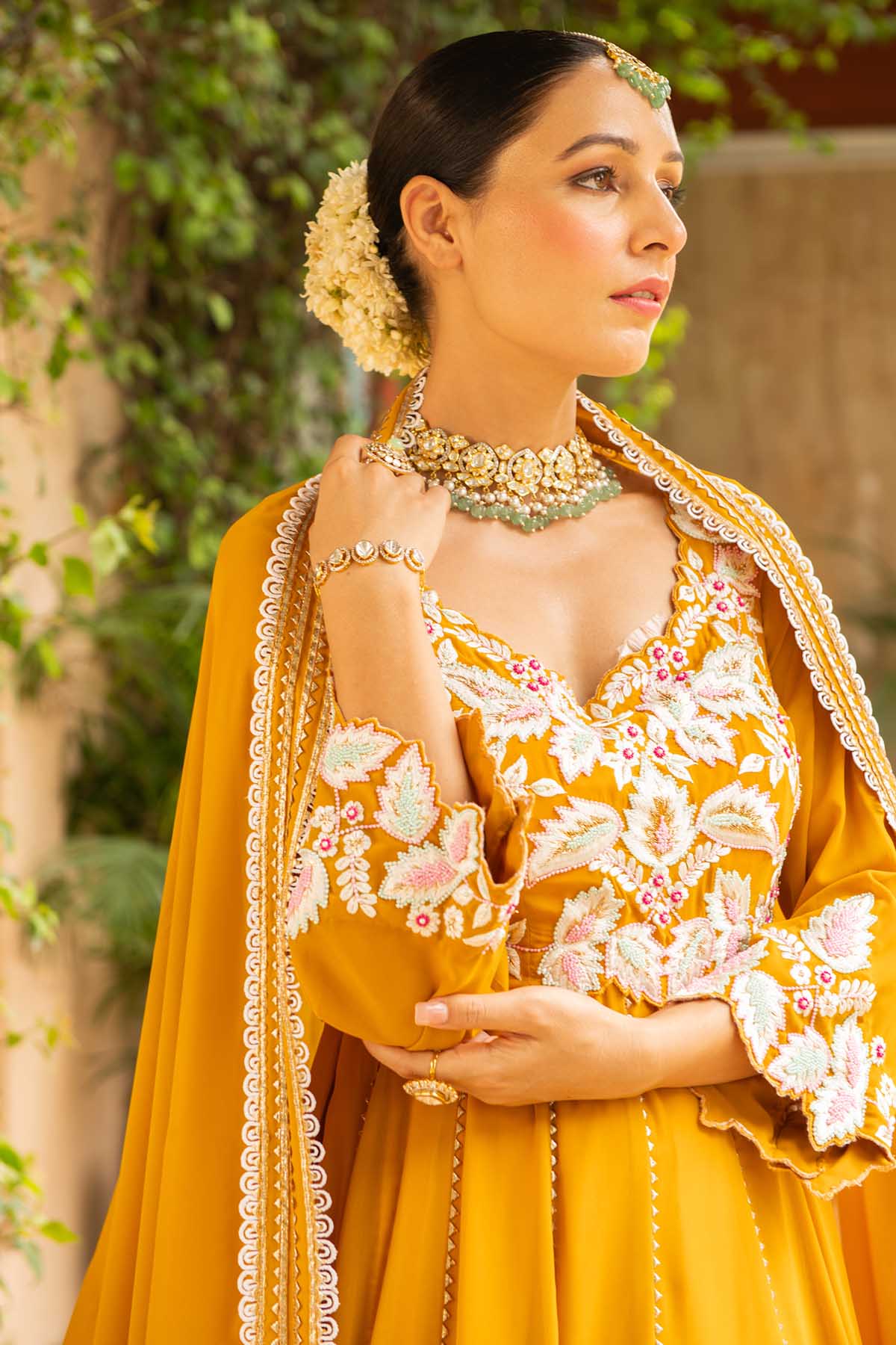 Mustard Flared Anarkali Set