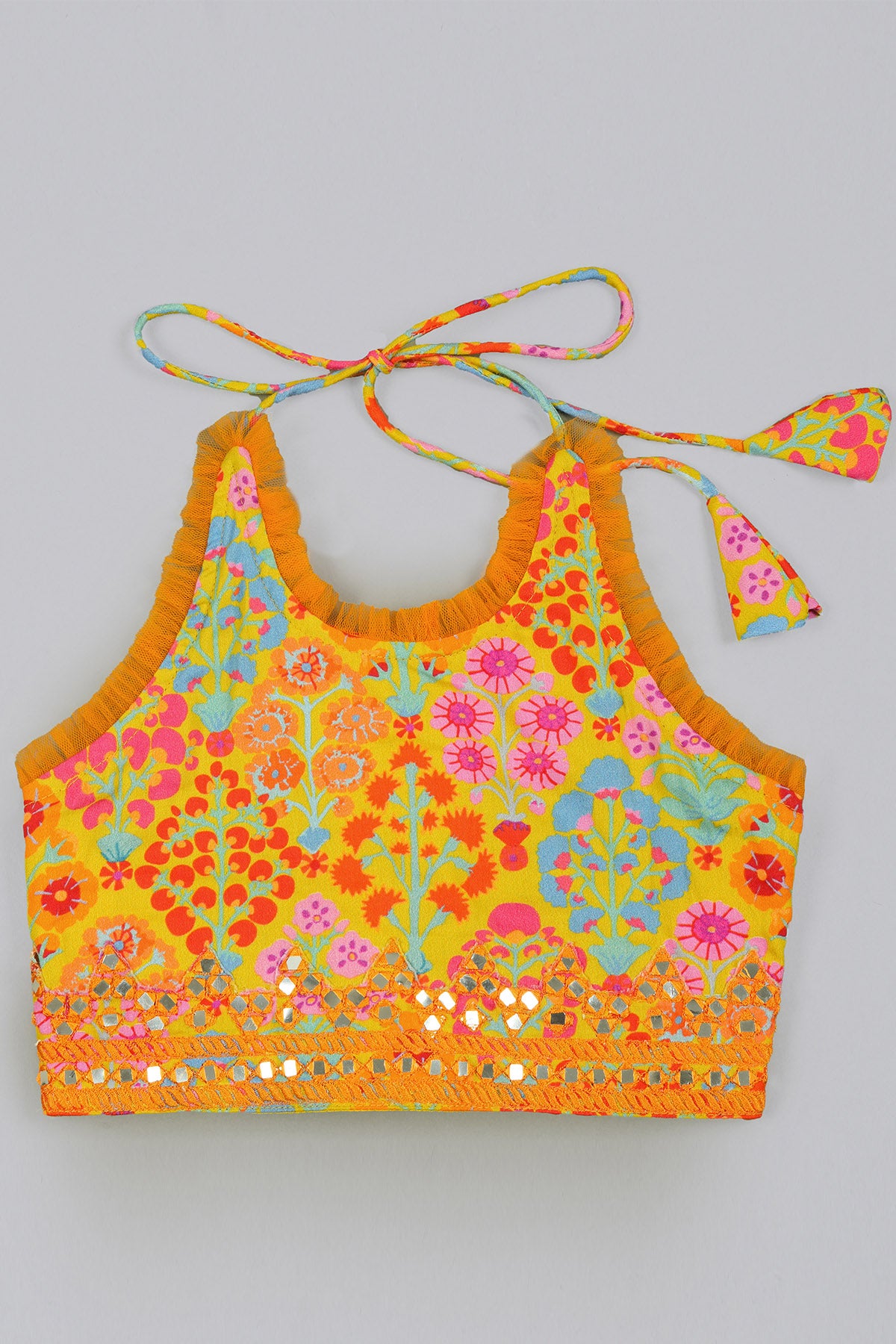 Mustard Floral Print Lehenga Set