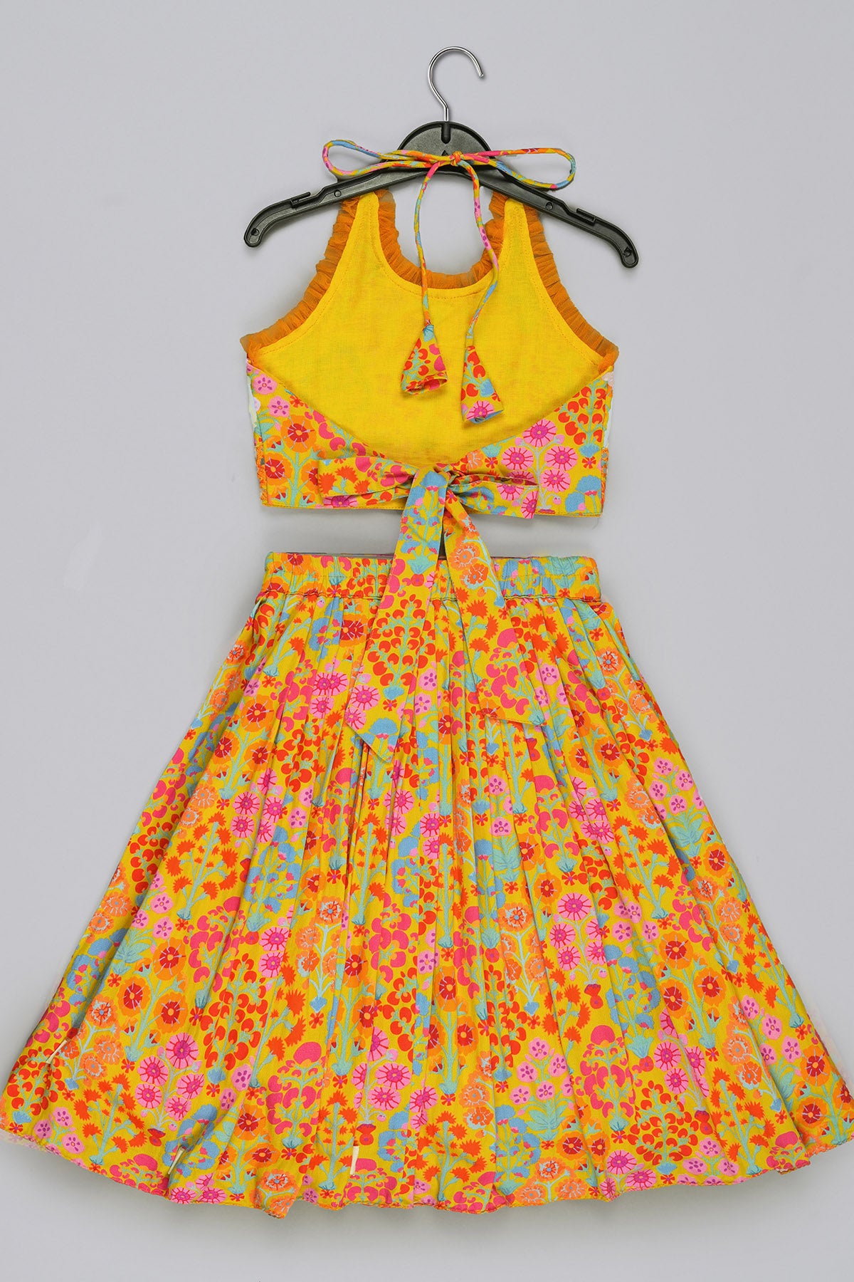 Mustard Floral Print Lehenga Set