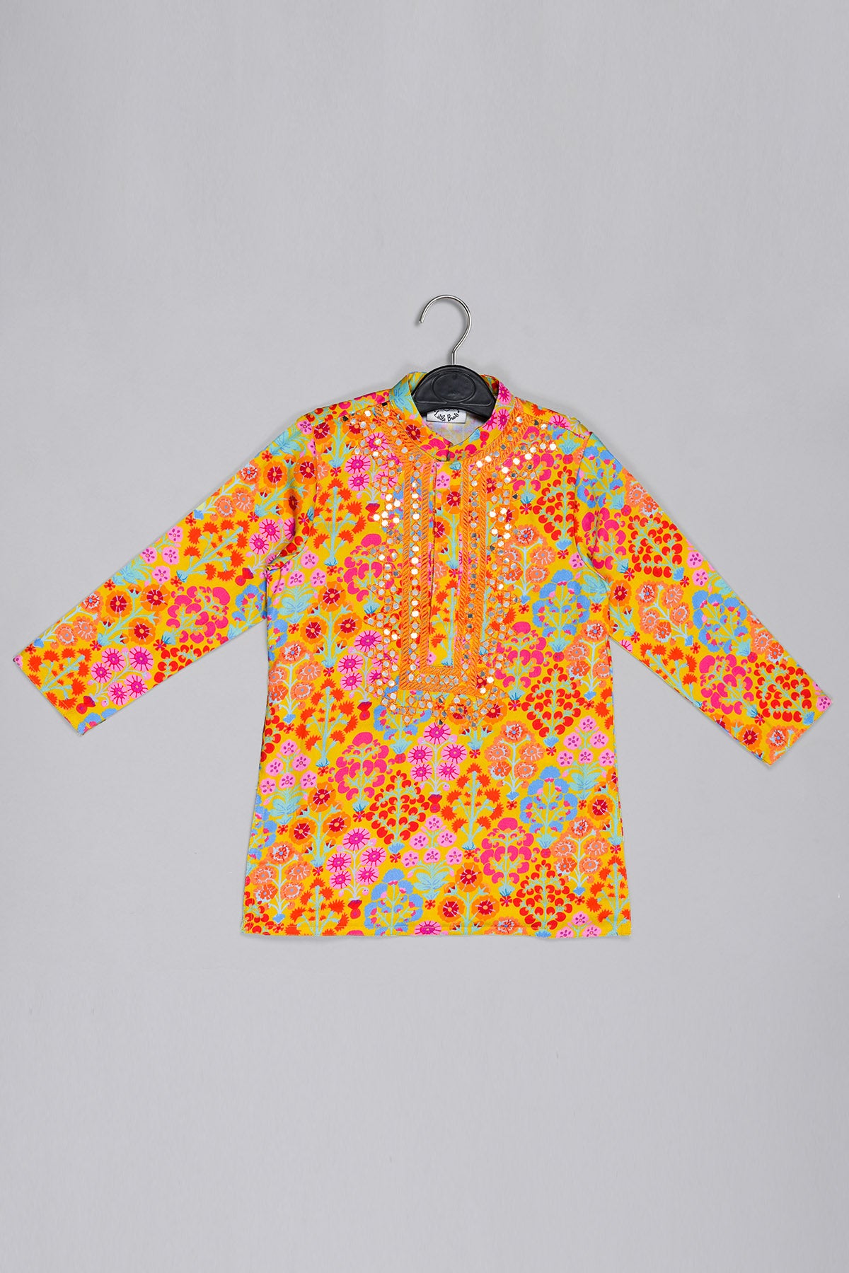 Mustard Floral Printed Dhoti Set