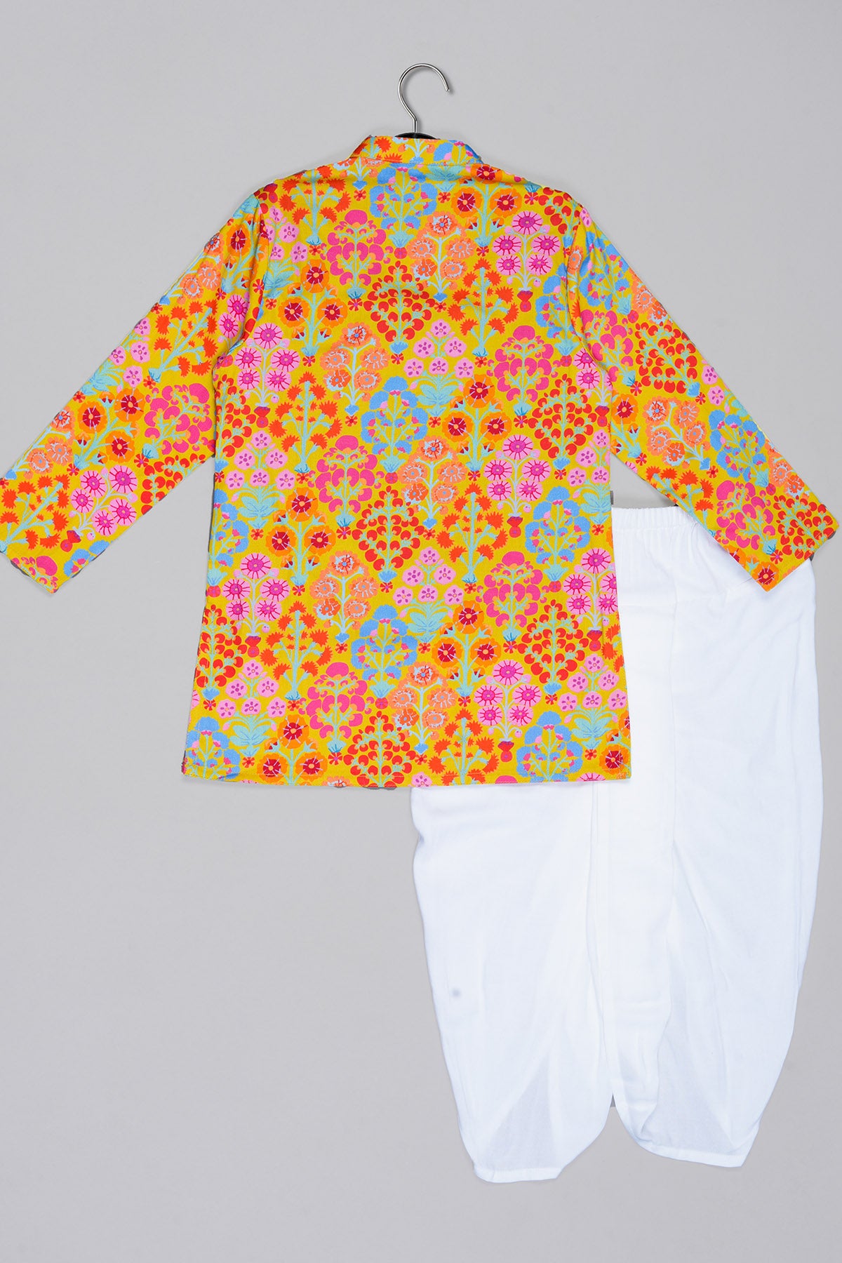 Mustard Floral Printed Dhoti Set