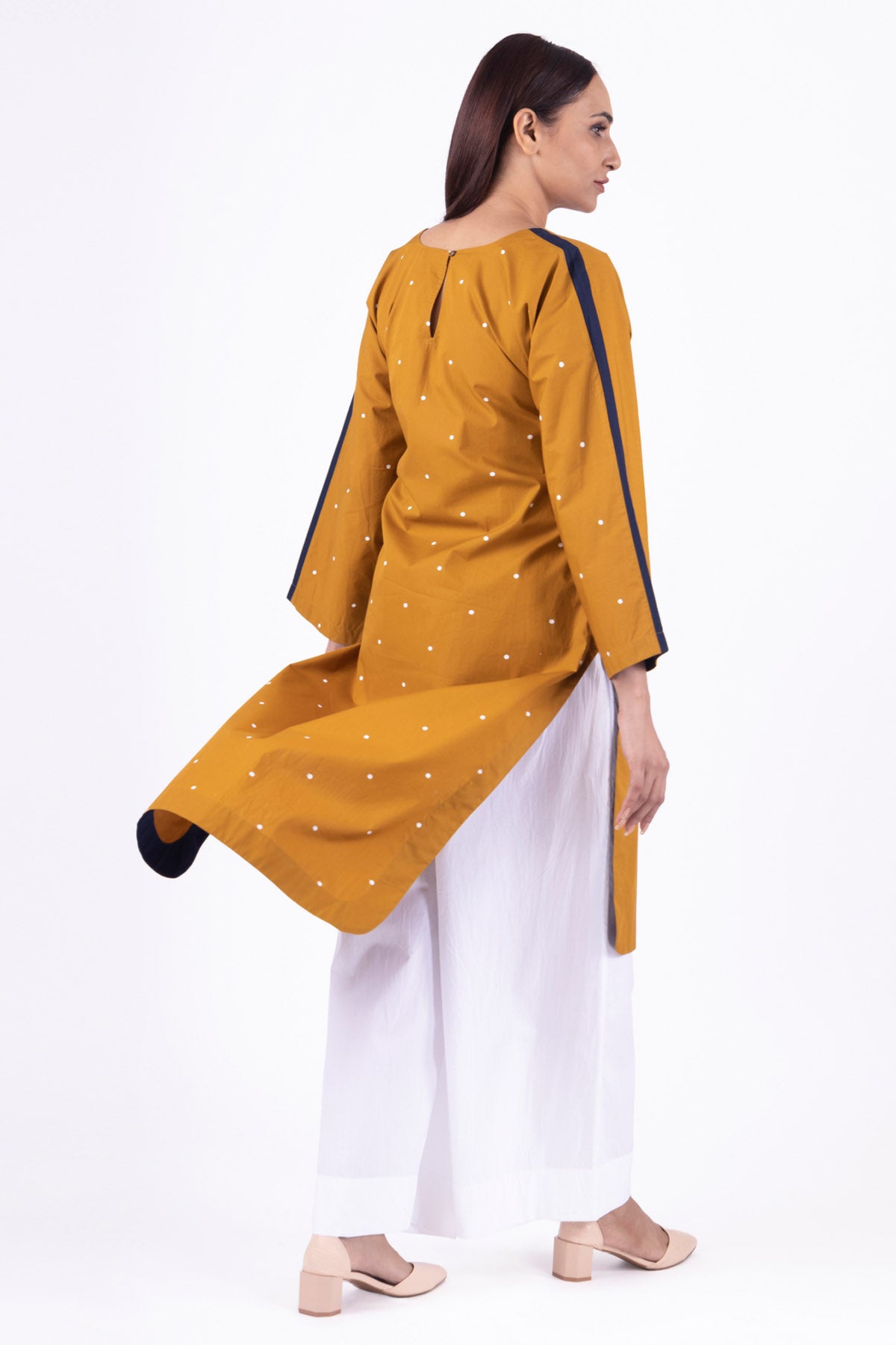 Mustard High-Low Kurta & Pants
