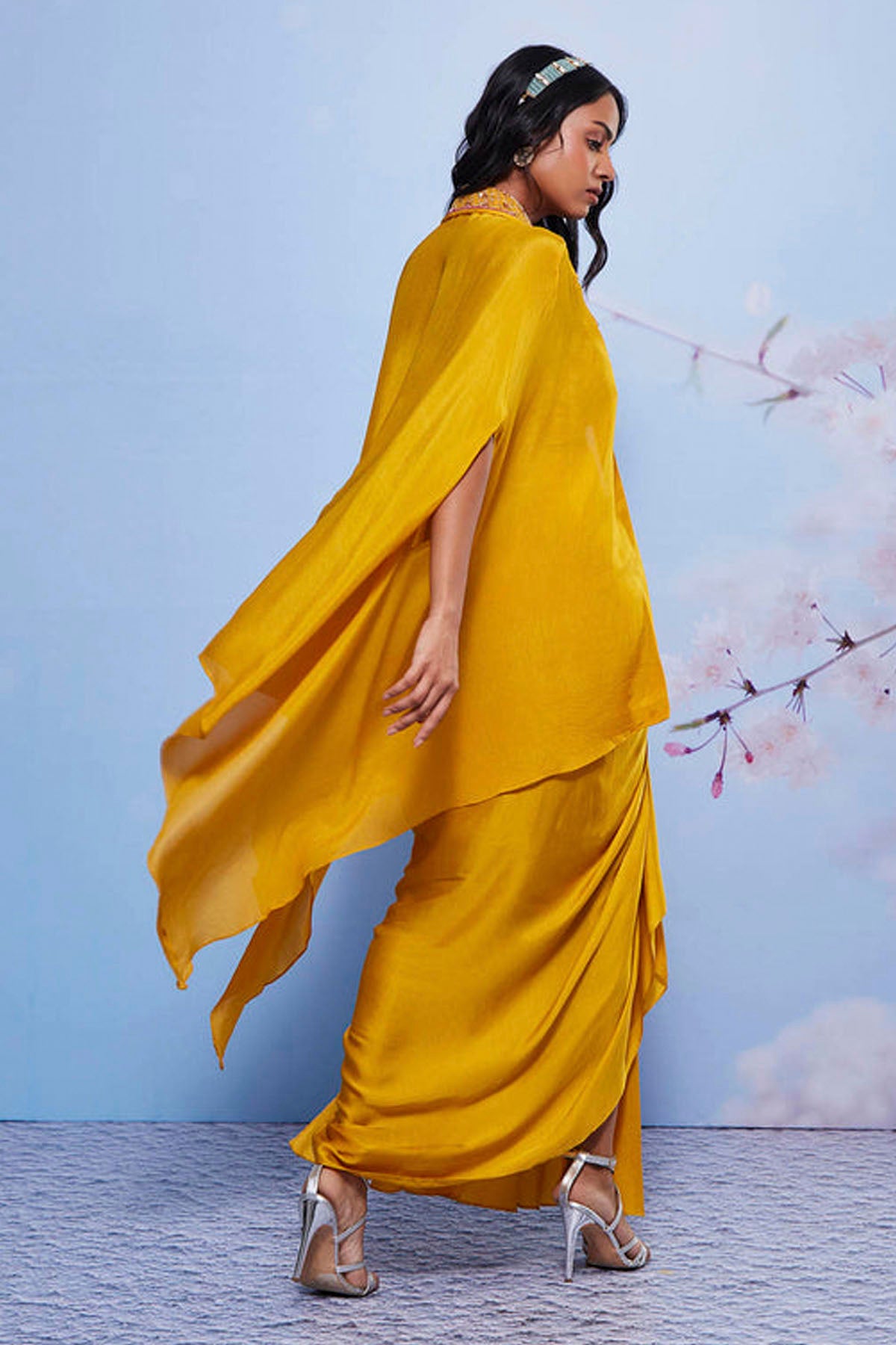 Mustard Indo-Western Cape Set