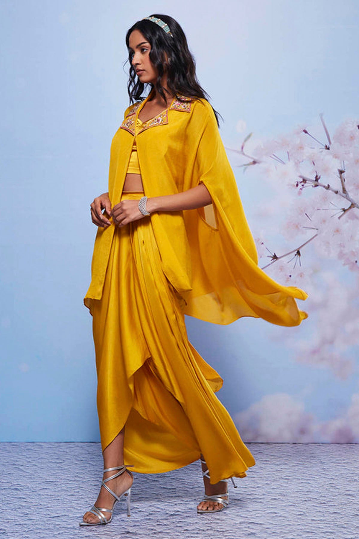 Mustard Indo-Western Cape Set