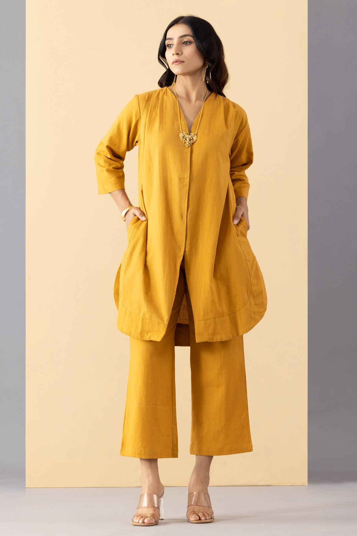 Buy Markkah Studio Mustard Jacket Tunic & Pants for Women Online at ScrollnShops
