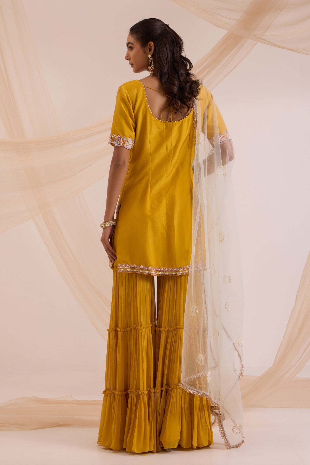 Mustard Layered Gharara Set