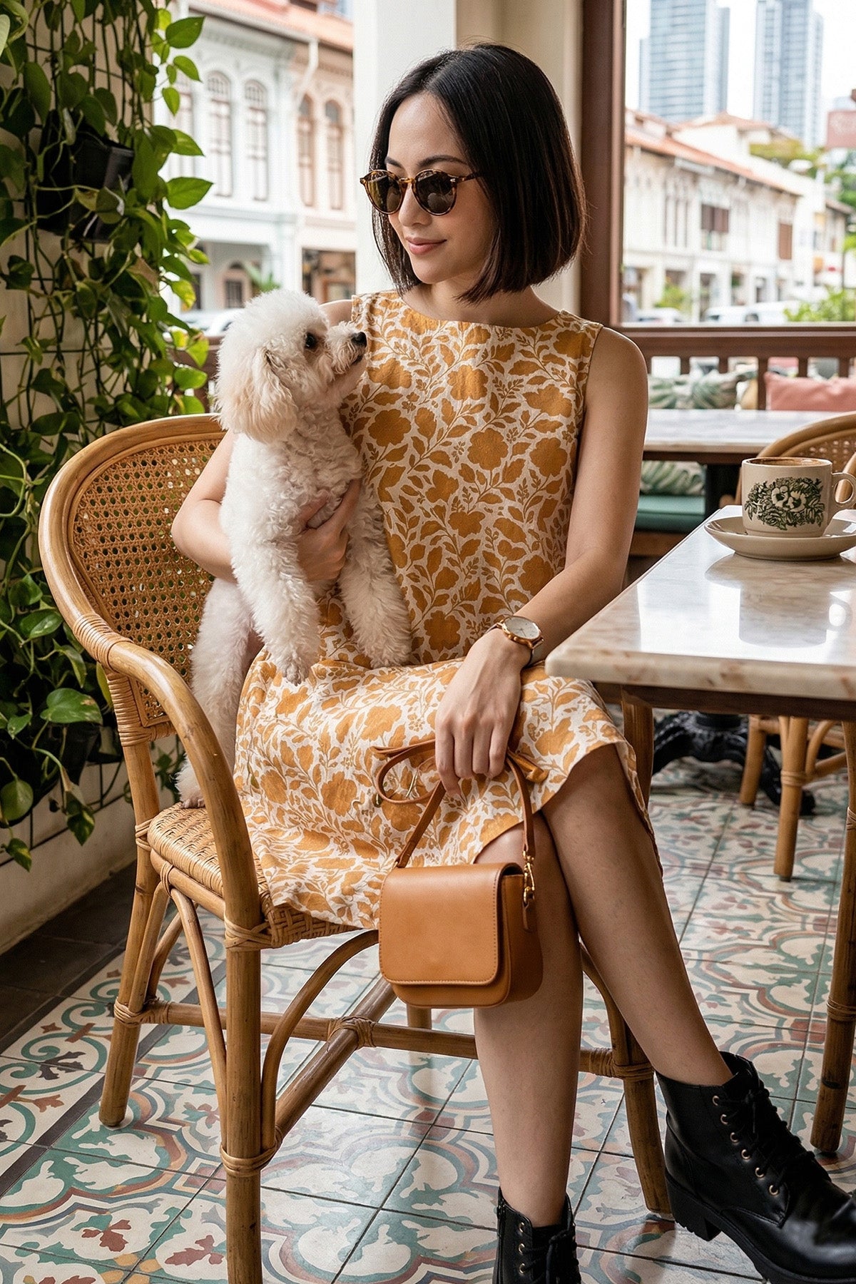 Mustard Linen Boat Neck Dress