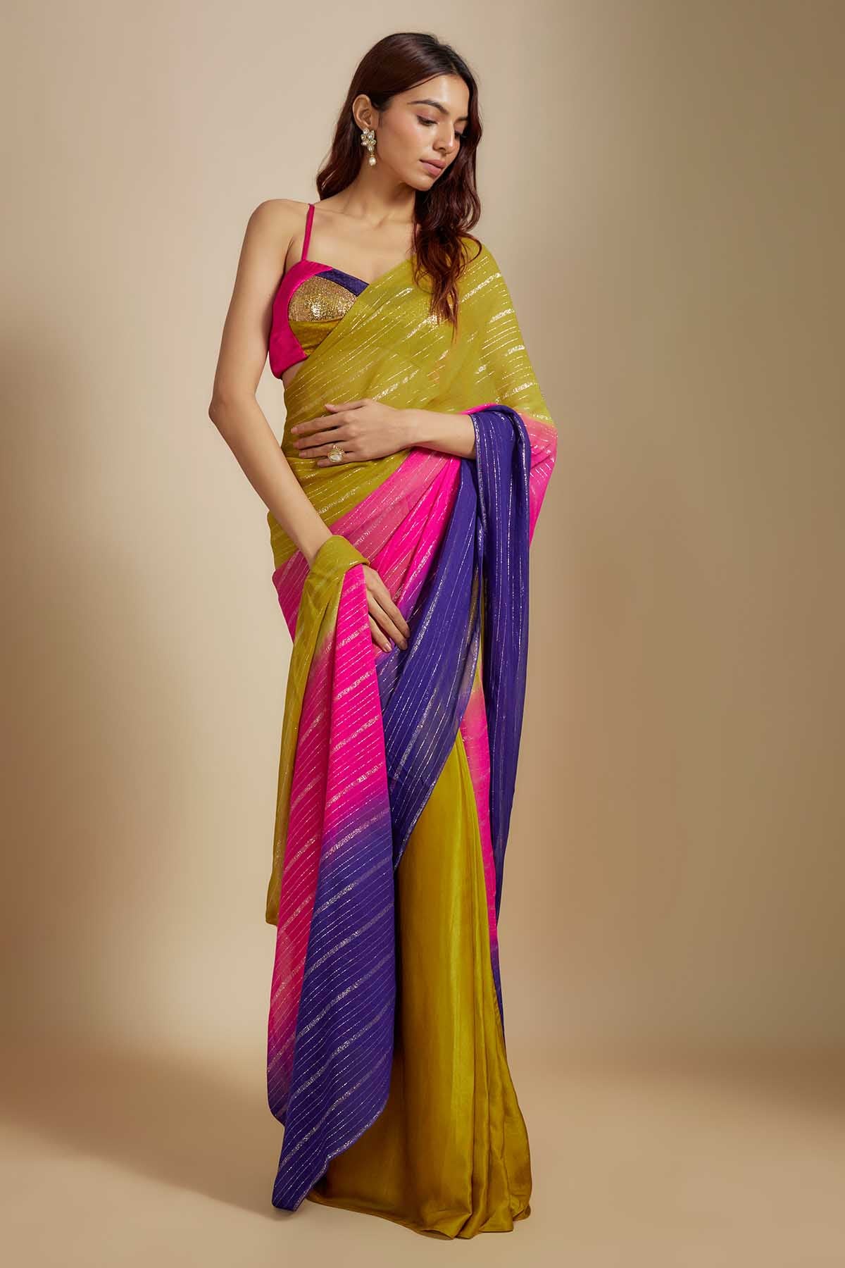 Mustard Ombre Saree & Blouse