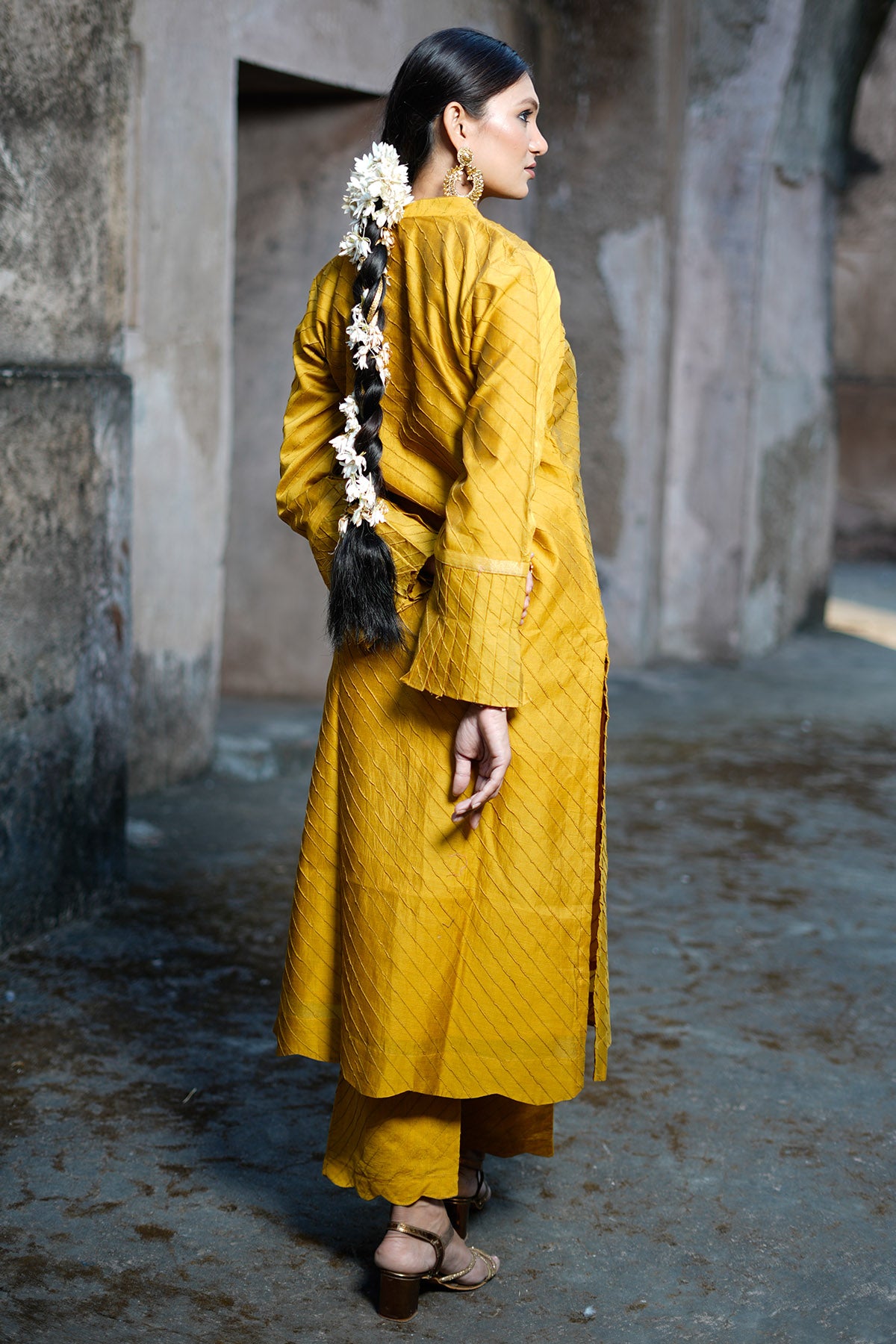 Mustard Pintuck Kurta & Pants