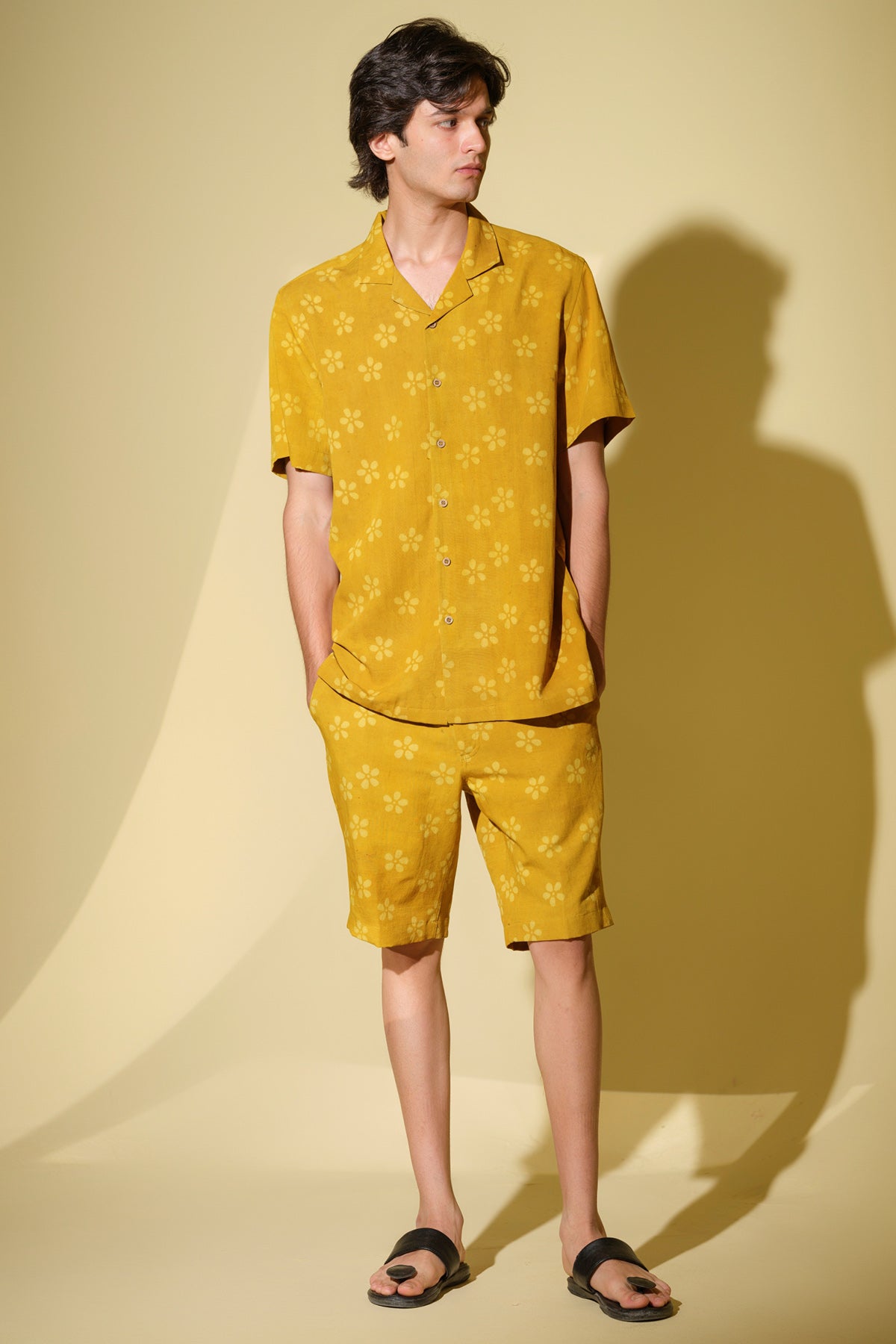 Mustard Printed Shirt & Shorts