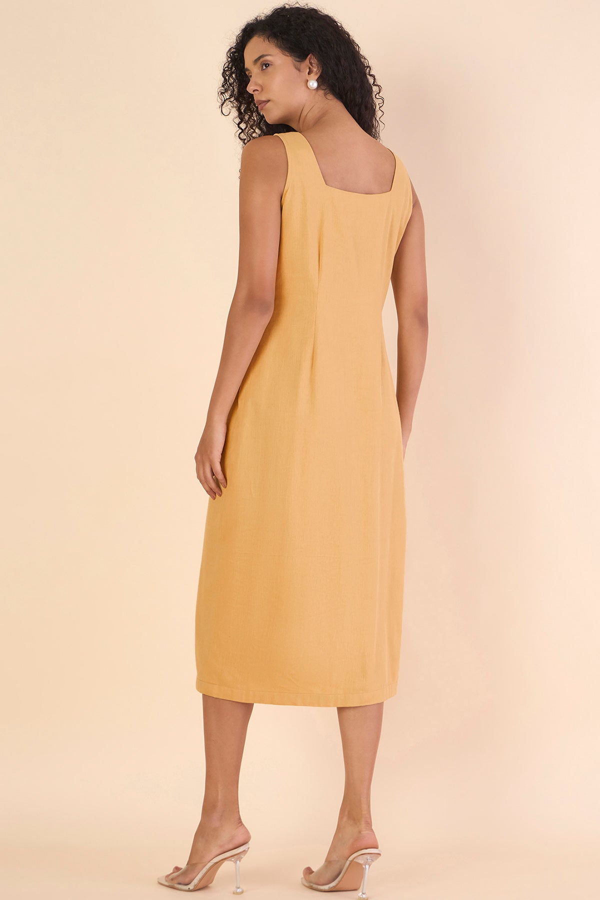 Mustard Sleeveless Cotton Dress