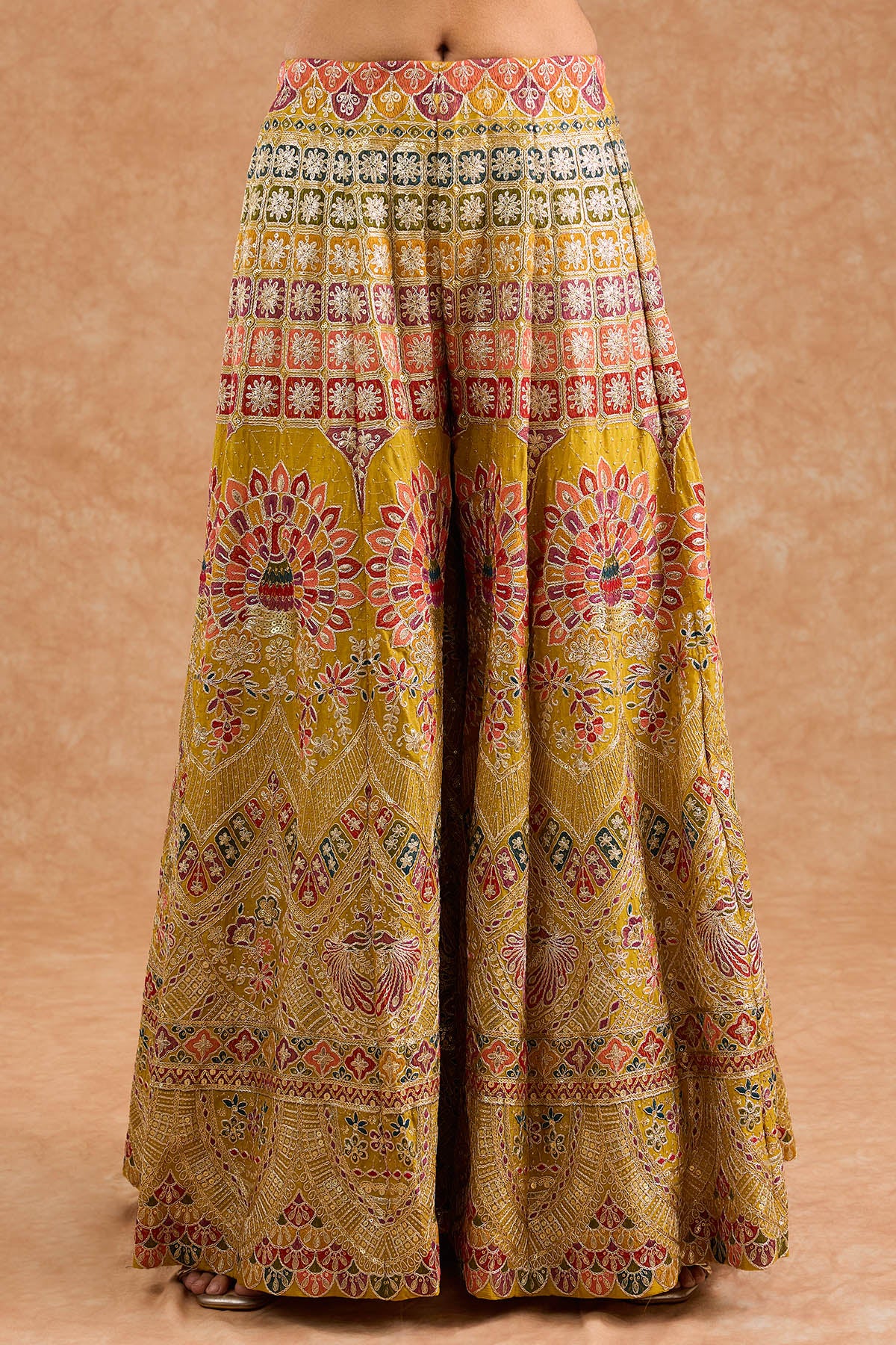 Mustard Thread Work Sharara Set