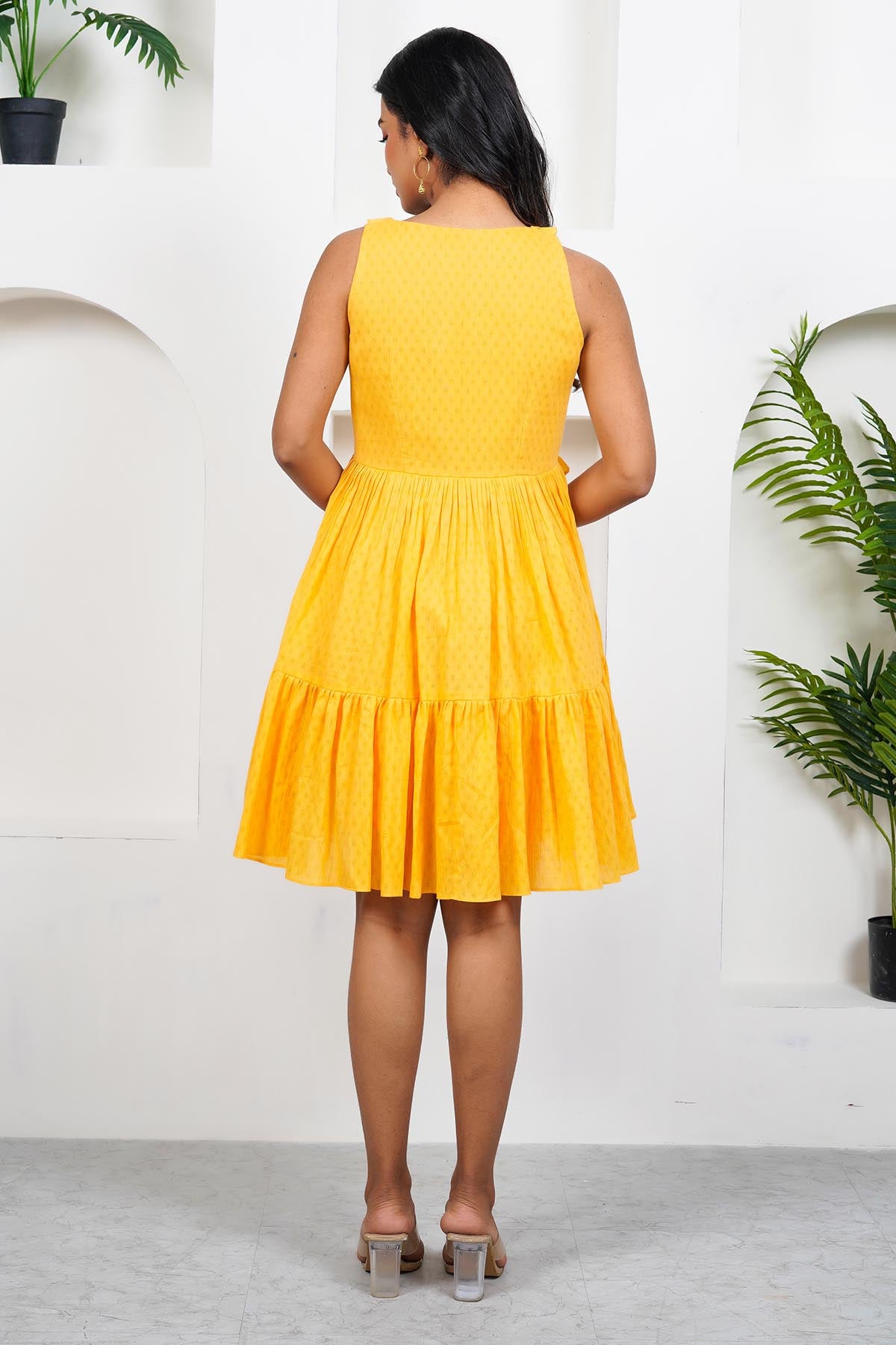 Mustard Yellow Cotton Mini Dress