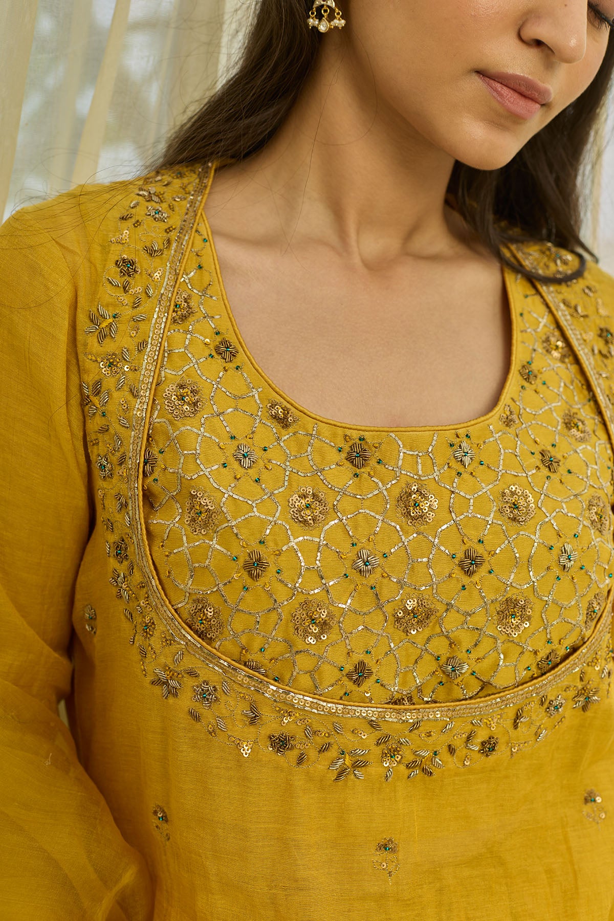 Mustard Yellow Short Kurta Set