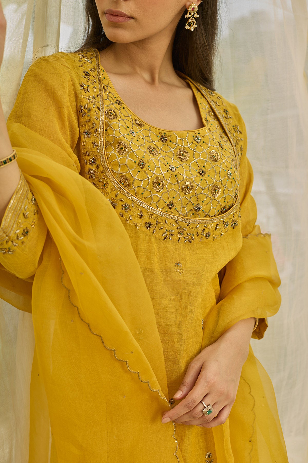 Mustard Yellow Short Kurta Set