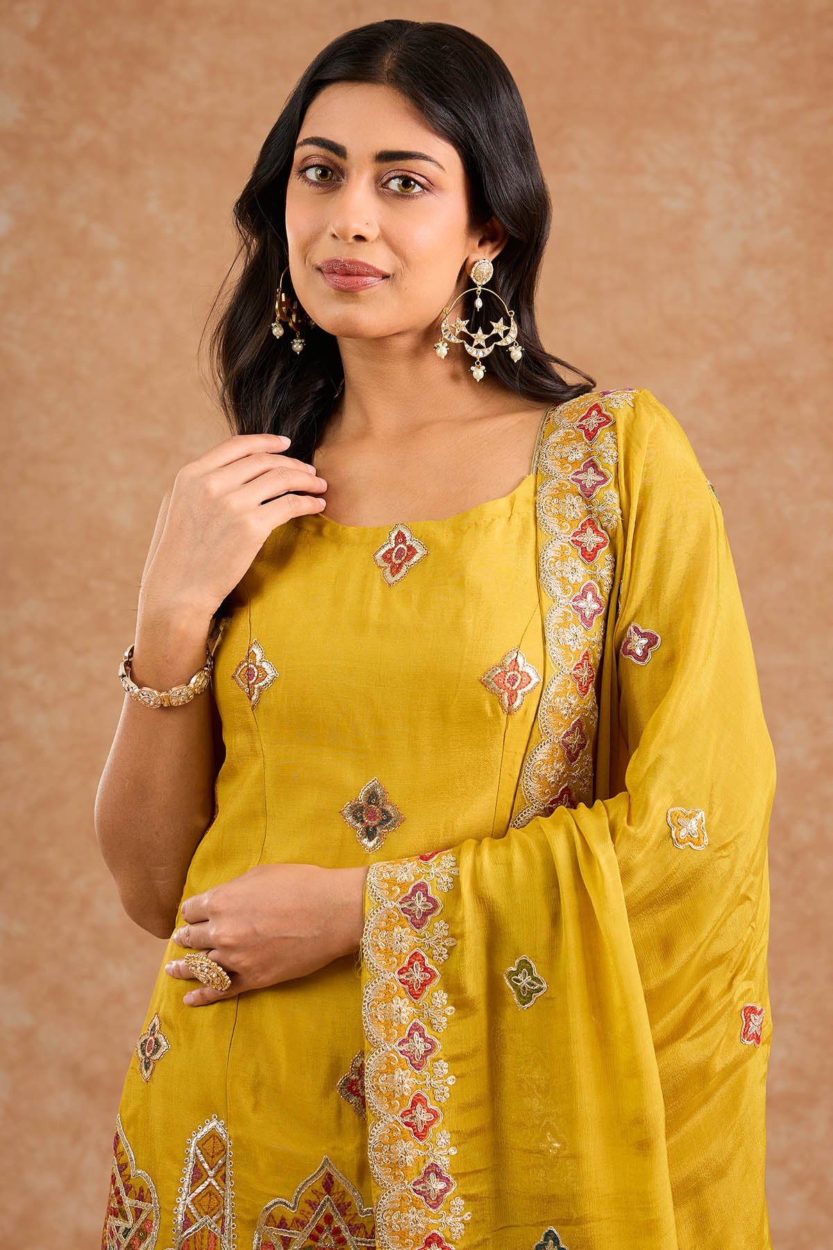 Mustard Zari Thread Sharara Set