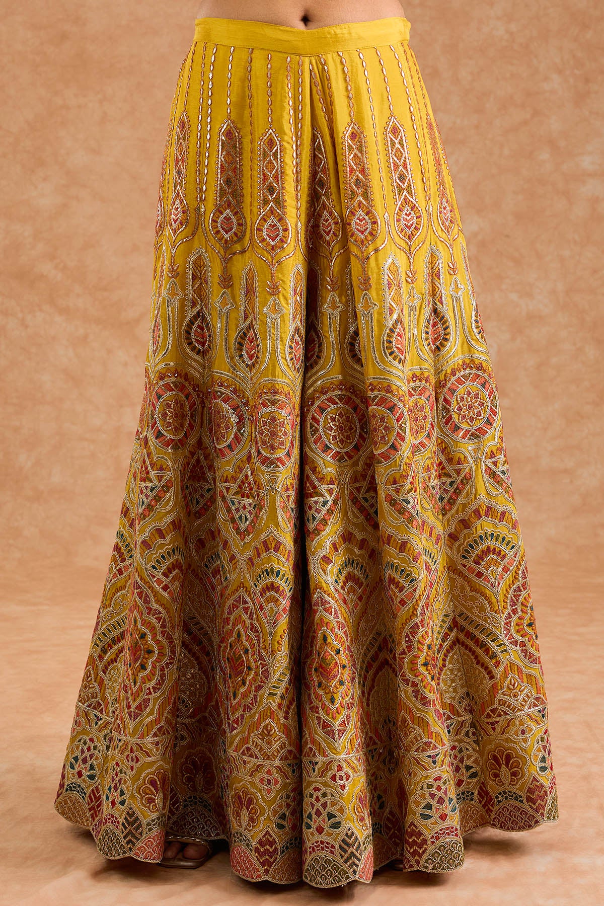 Mustard Zari Thread Sharara Set