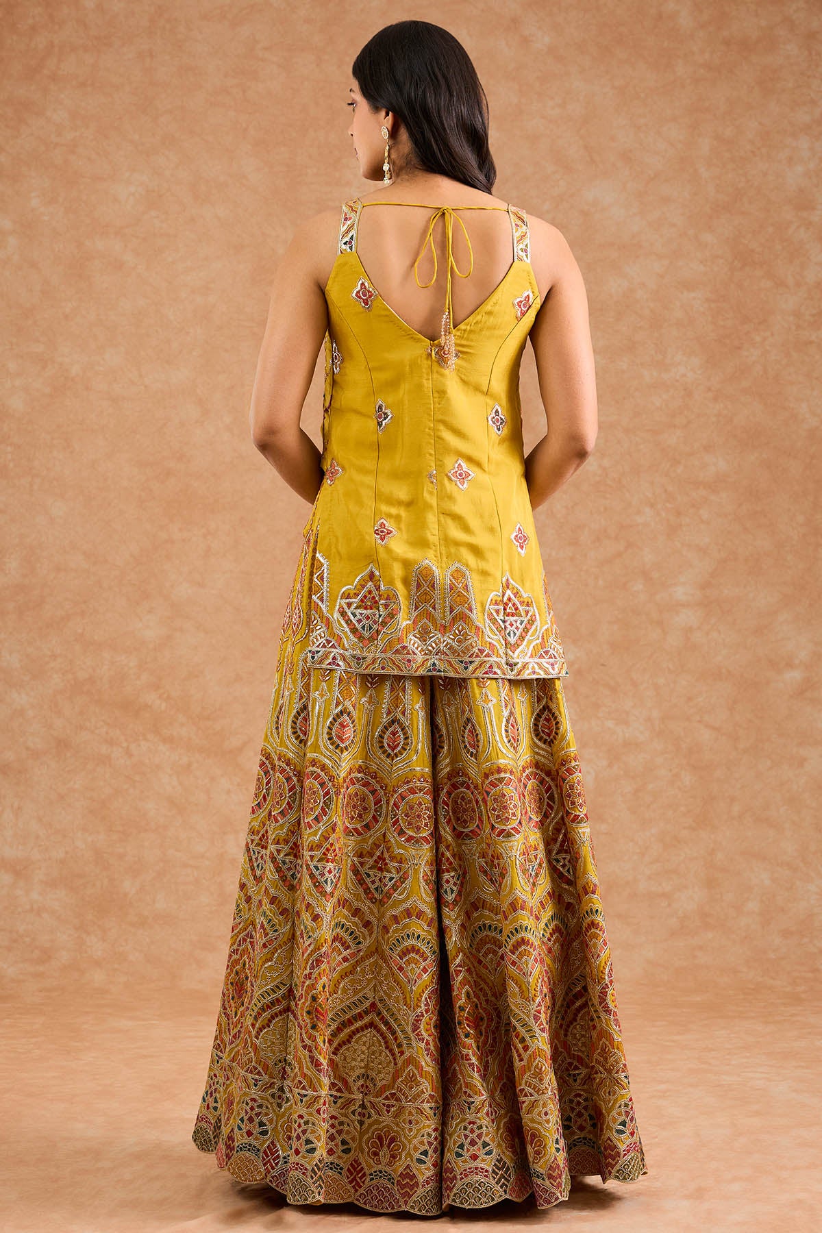 Mustard Zari Thread Sharara Set